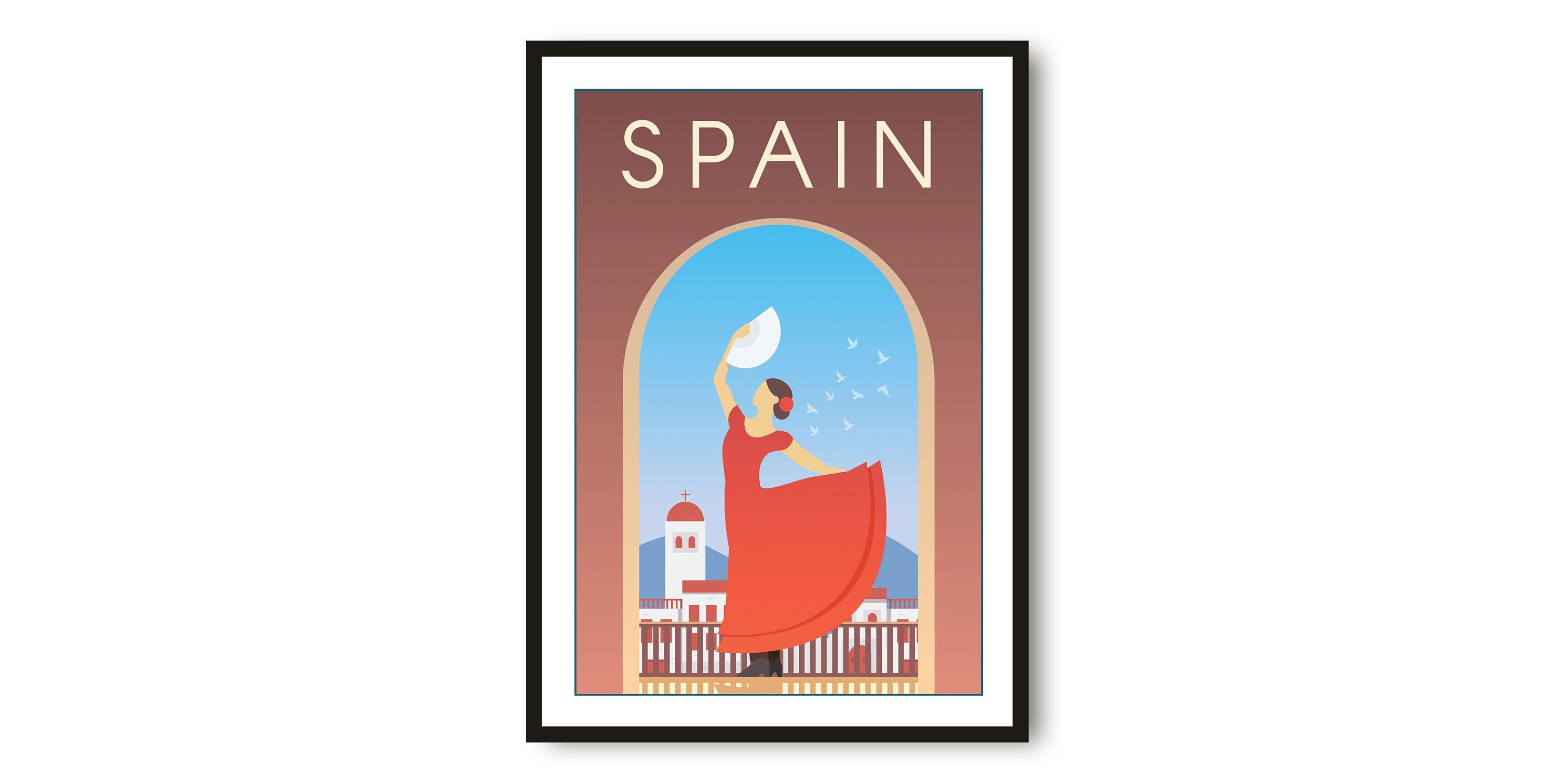 Spain Travel Poster, Spain Poster, Colourful Print, Unique Wall Art, Minimalist Home Décor, City A1/A2/A3/A4/A5