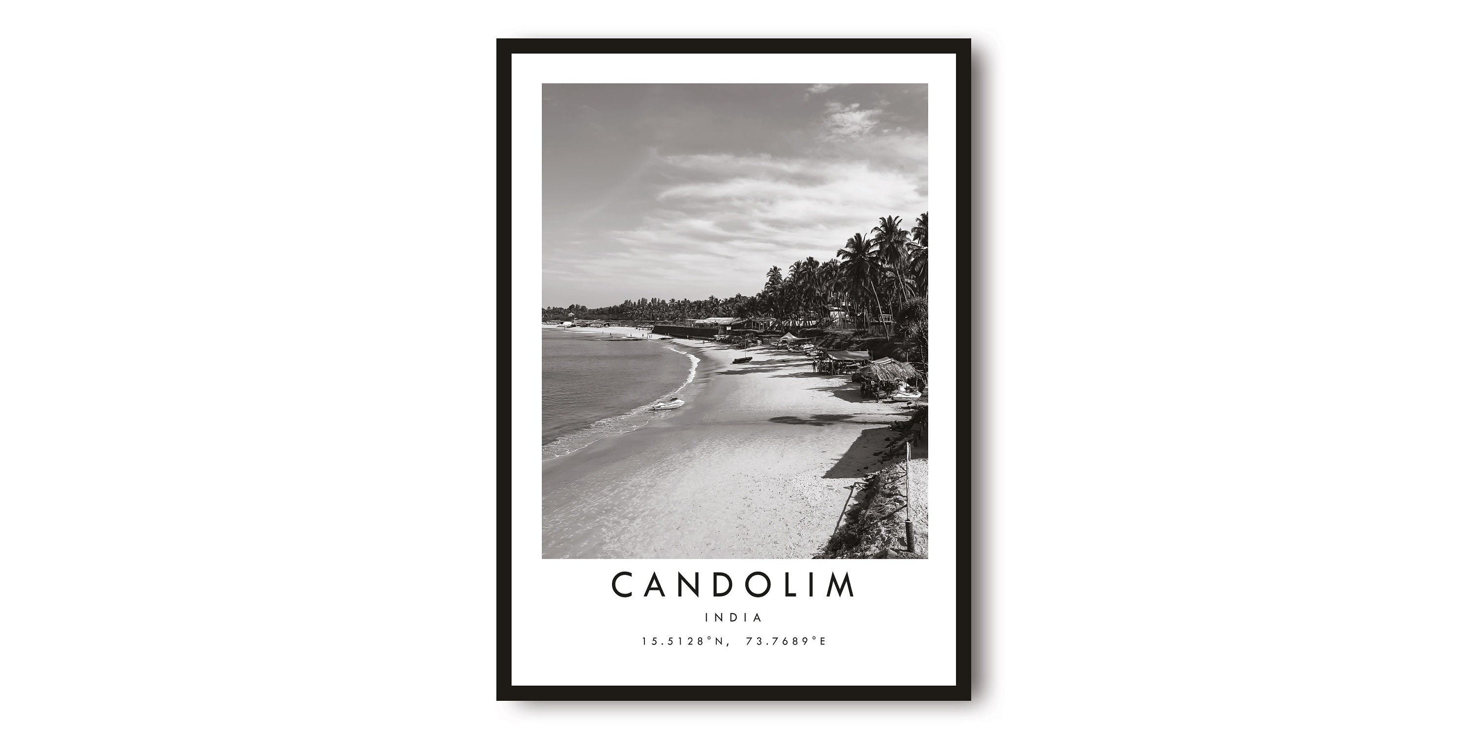 Candolim Travel Print, India Poster, Unique Wallart Decor, Black and White Home Decor, Candolim India, Popular Print A1/A2/A3/A4/A5