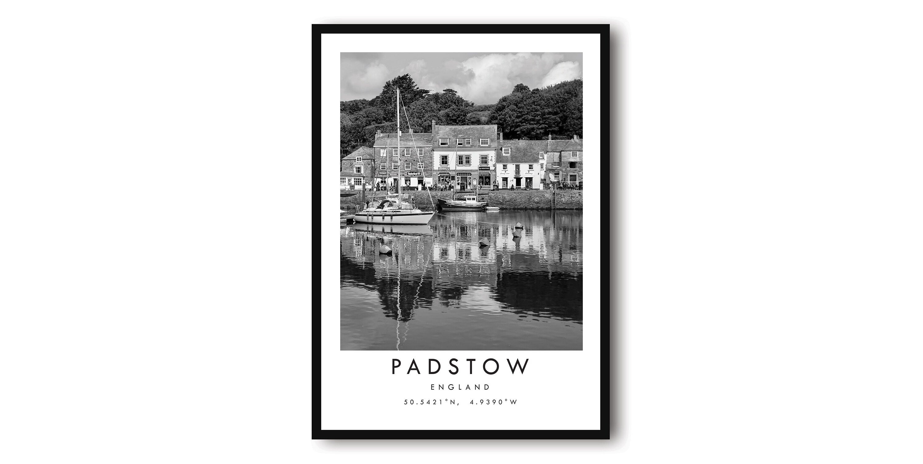 Padstow Travel Print, Padstow Poster, Unique Wallart Decor, Black and White Home Decor, England London , Popular Print A1/A2/A3/A4/A5