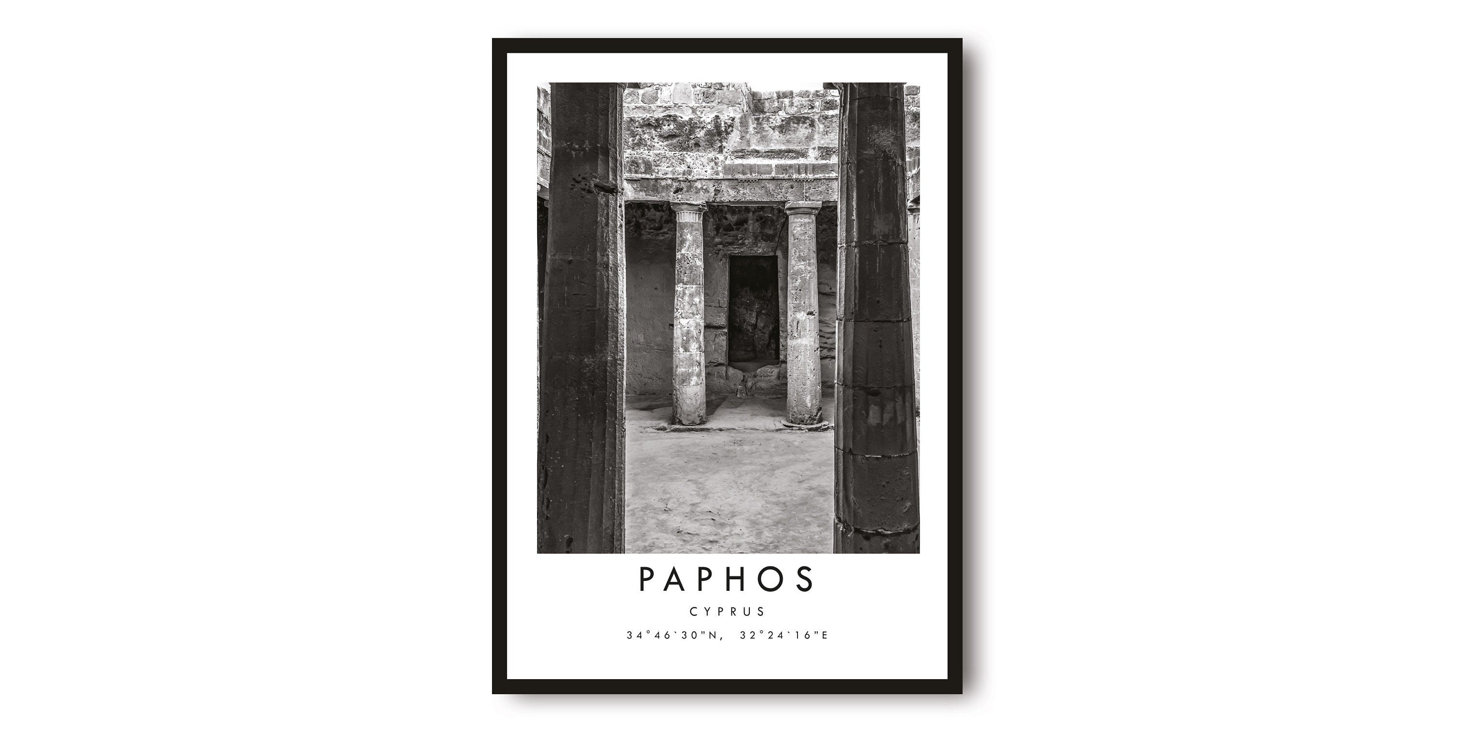 Paphos Travel Print, Paphos Poster, Unique Wallart, Black and White Home Decor, Paphos Minimalist Wallart A1/A2/A3/A4/A5