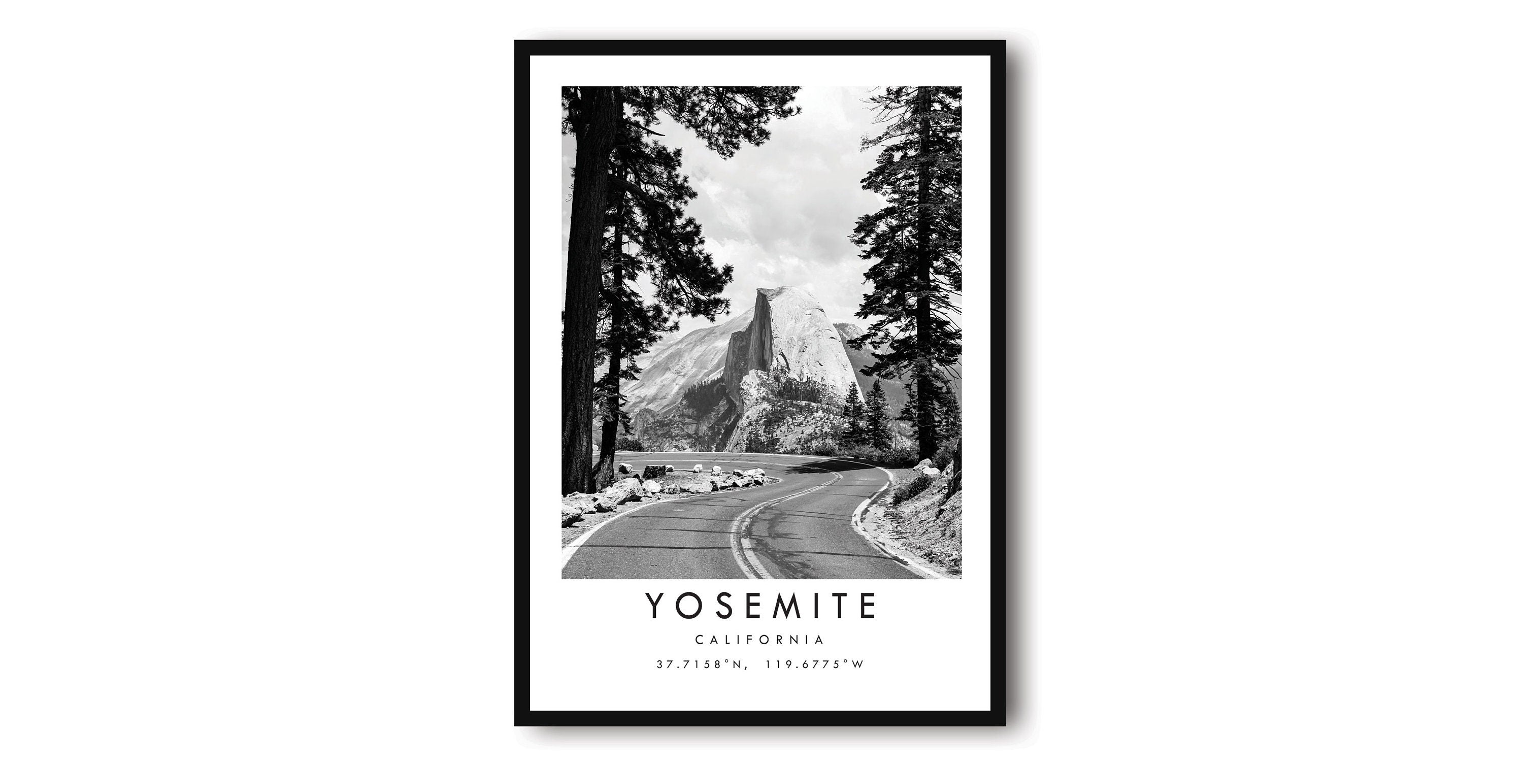 Yosemite Travel Print, California Poster, Black and White Print, Wall Art, Minimalist, Home Decor, Yosemite National Park A1/A2/A3/A4/A5
