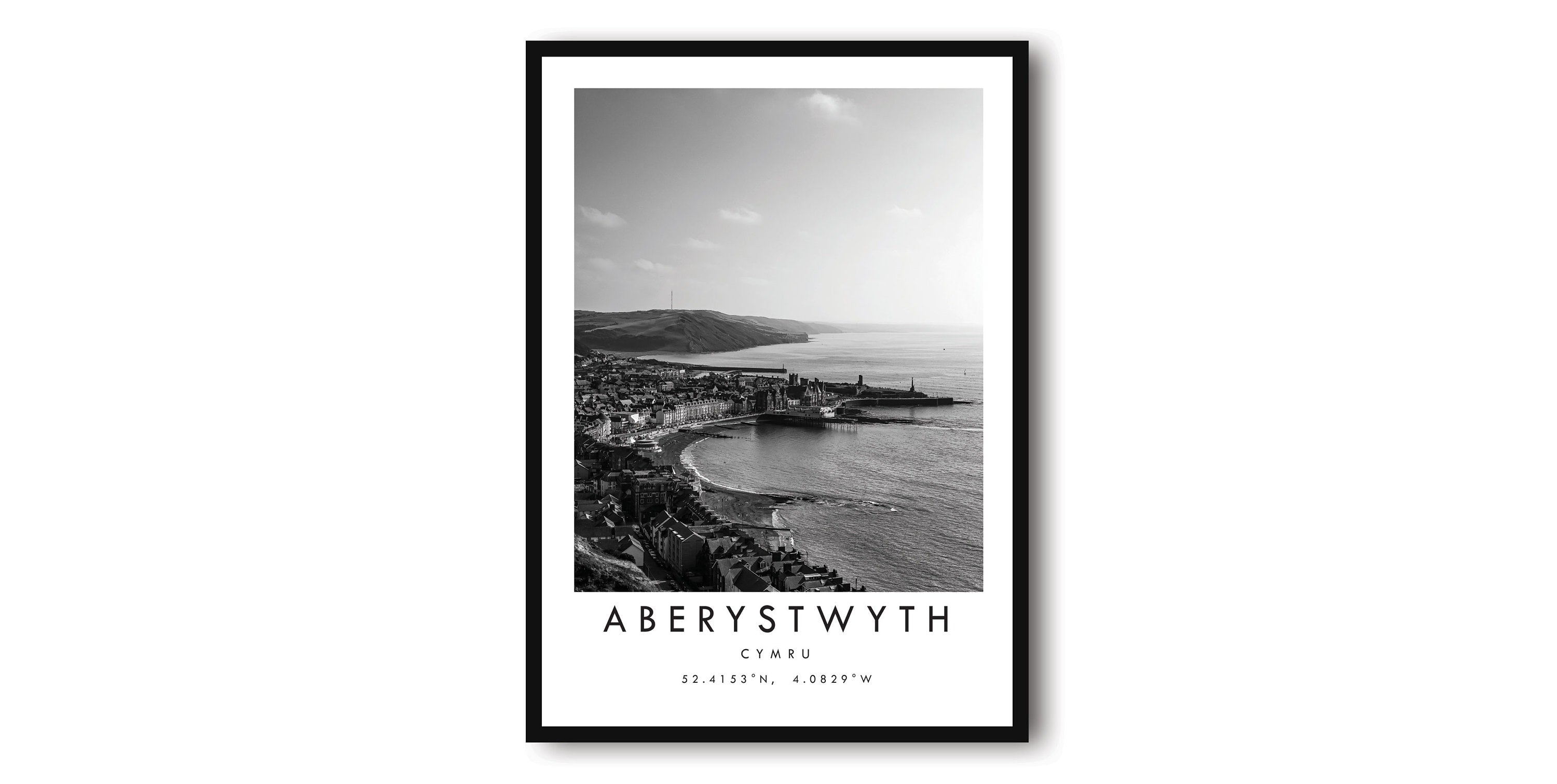 Aberystwyth Travel Print, Aberystwyth Poster, Unique Wallart Decor, Black and White Home Decor, Aberystwyth Minimalist Wallart