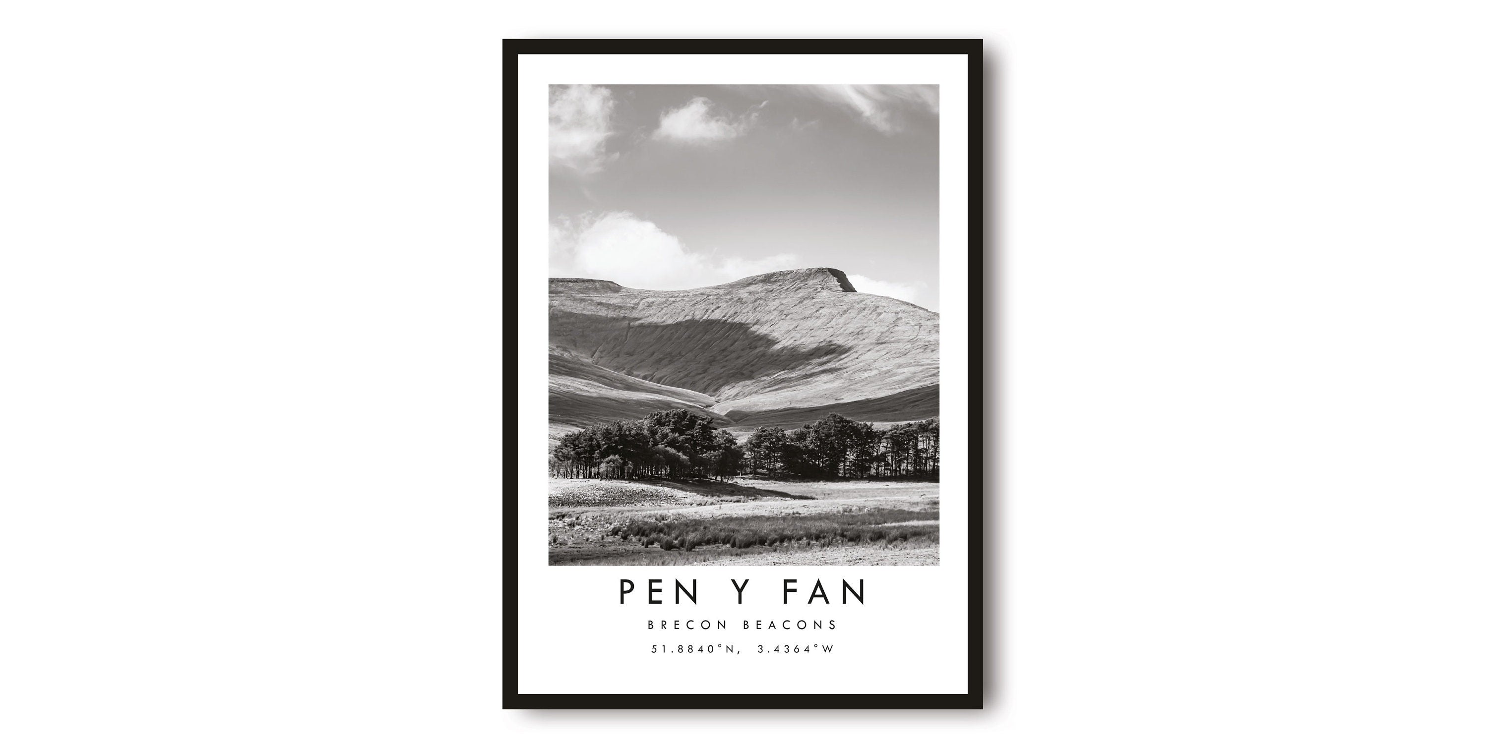 Pen Y Fan Travel Print, Pen Y Fan Poster, Unique Wallart Decor, Black and White Home Decor, Brecon Minimalist Wallart A1/A2/A3/A4/A5