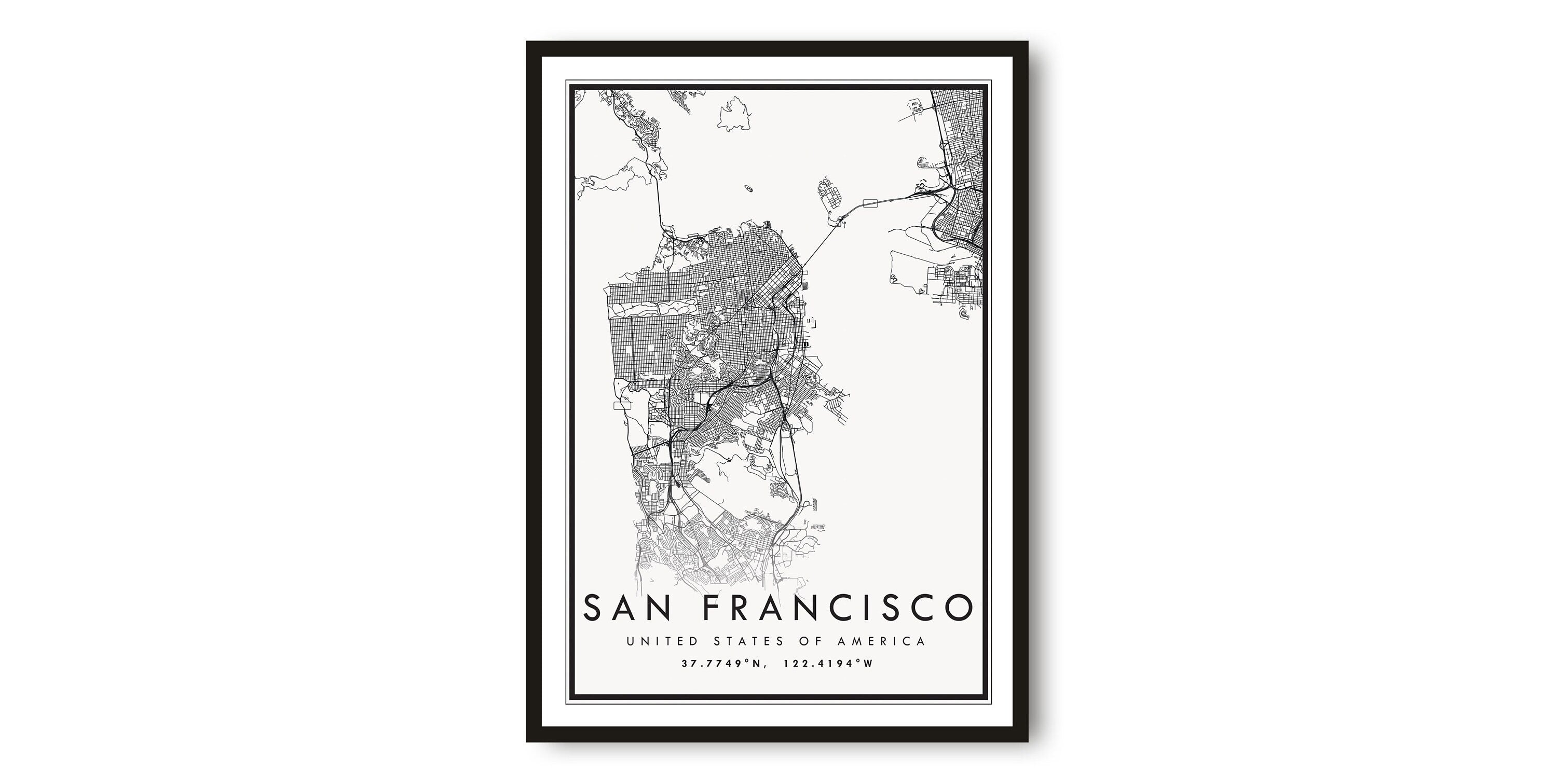 San Francisco Map Print, San Francisco Poster Print, Sam Francisco City Map Print Minimalist, Prints of California, Custom map