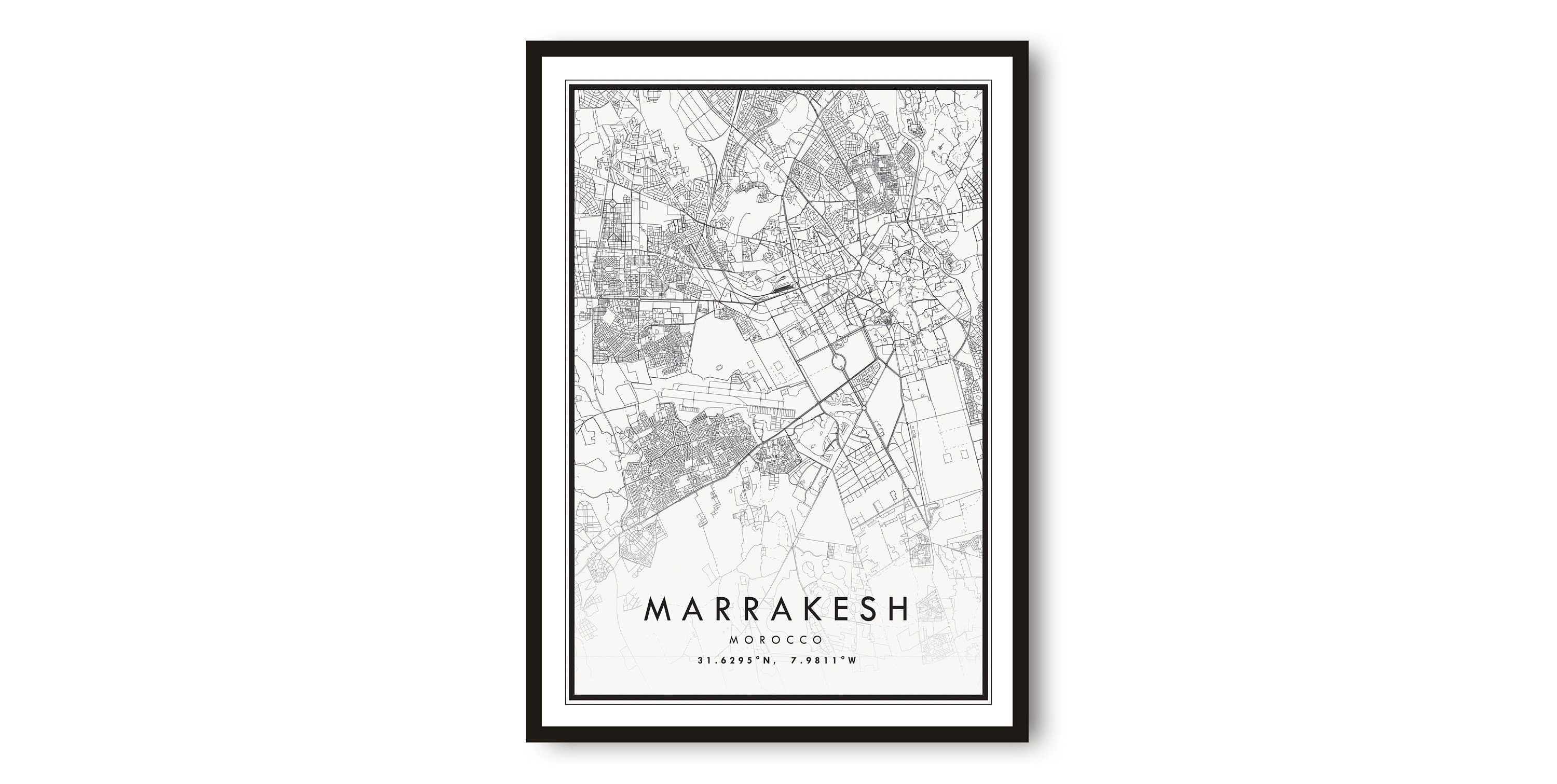 Marrakesh Map Print, Morocco Poster Print, City Map Prints, Prints of Morocco, Popular Gift, Marrakesh Print A1/A2/A3/A4/A5