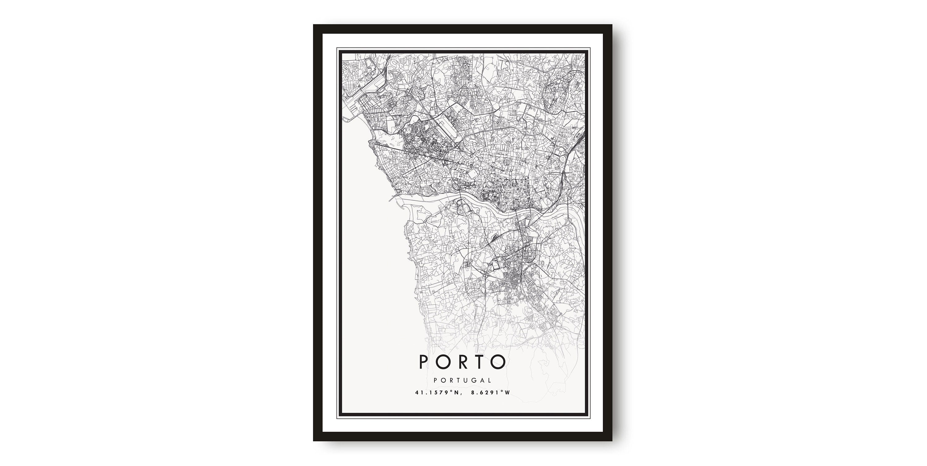 Porto Map Print, Portugal Poster Print, City Map Prints, Prints of Portugal, Popular Gift, Porto Print A1/A2/A3/A4/A5