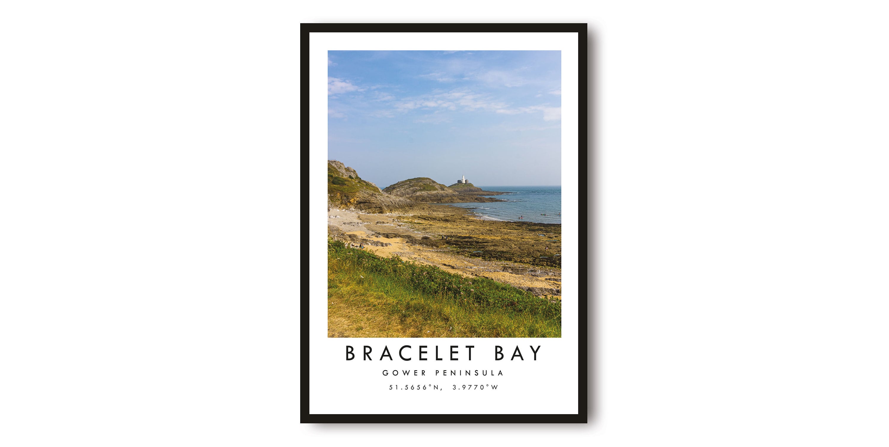 Bracelet Bay Mumbles Gower Travel Print, Gower Peninsula Poster, Black and White Print, Unique Wall Art, Minimalist Home Decor