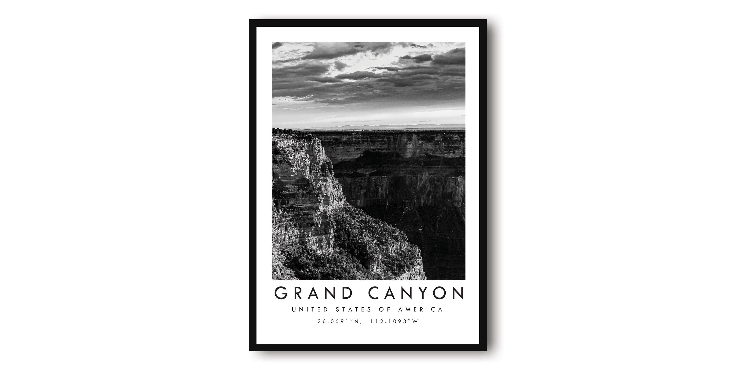 Grand Canyon Travel Print, Arizona Poster, Black and White Print, Wall Art, Minimalist, Home Decor, Grand Canyon National Park