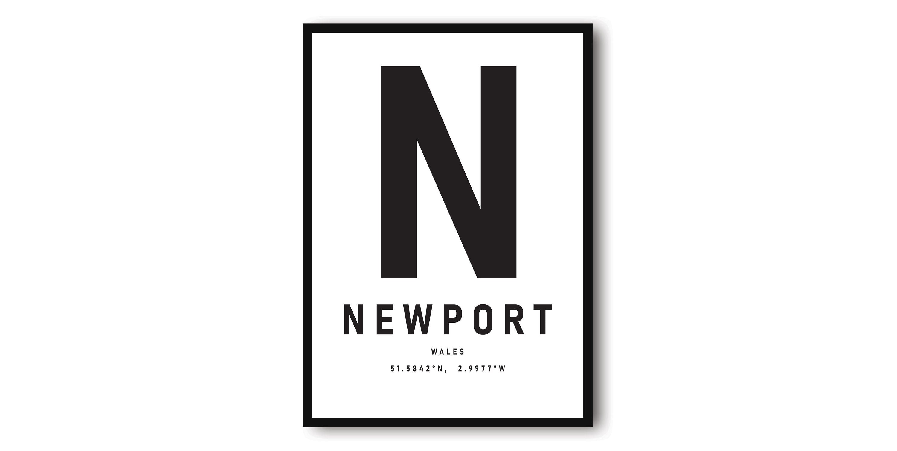 Newport Travel Print, Wales Poster, Black and White Print, Unique Wall Art, Minimalist Home Decor, City A1/A2/A3/A4/A5