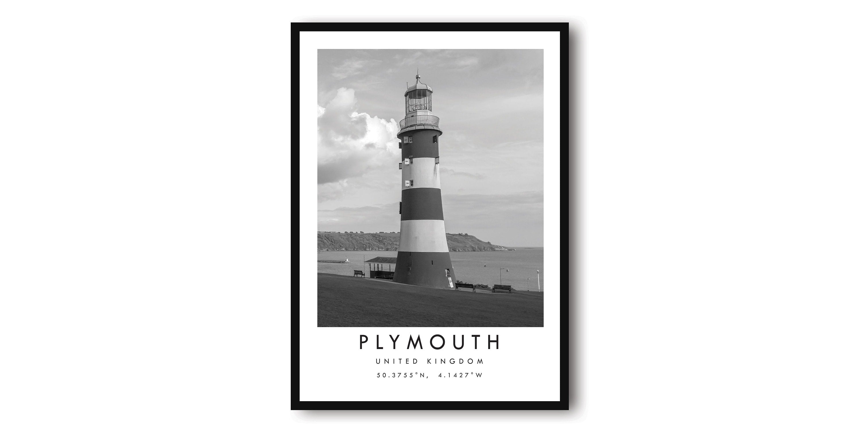 Plymouth Travel Print, Plymouth Poster, Unique Wallart Decor, Black and White Home Decor, England Plymouth, Popular Print A1/A2/A3/A4/A5