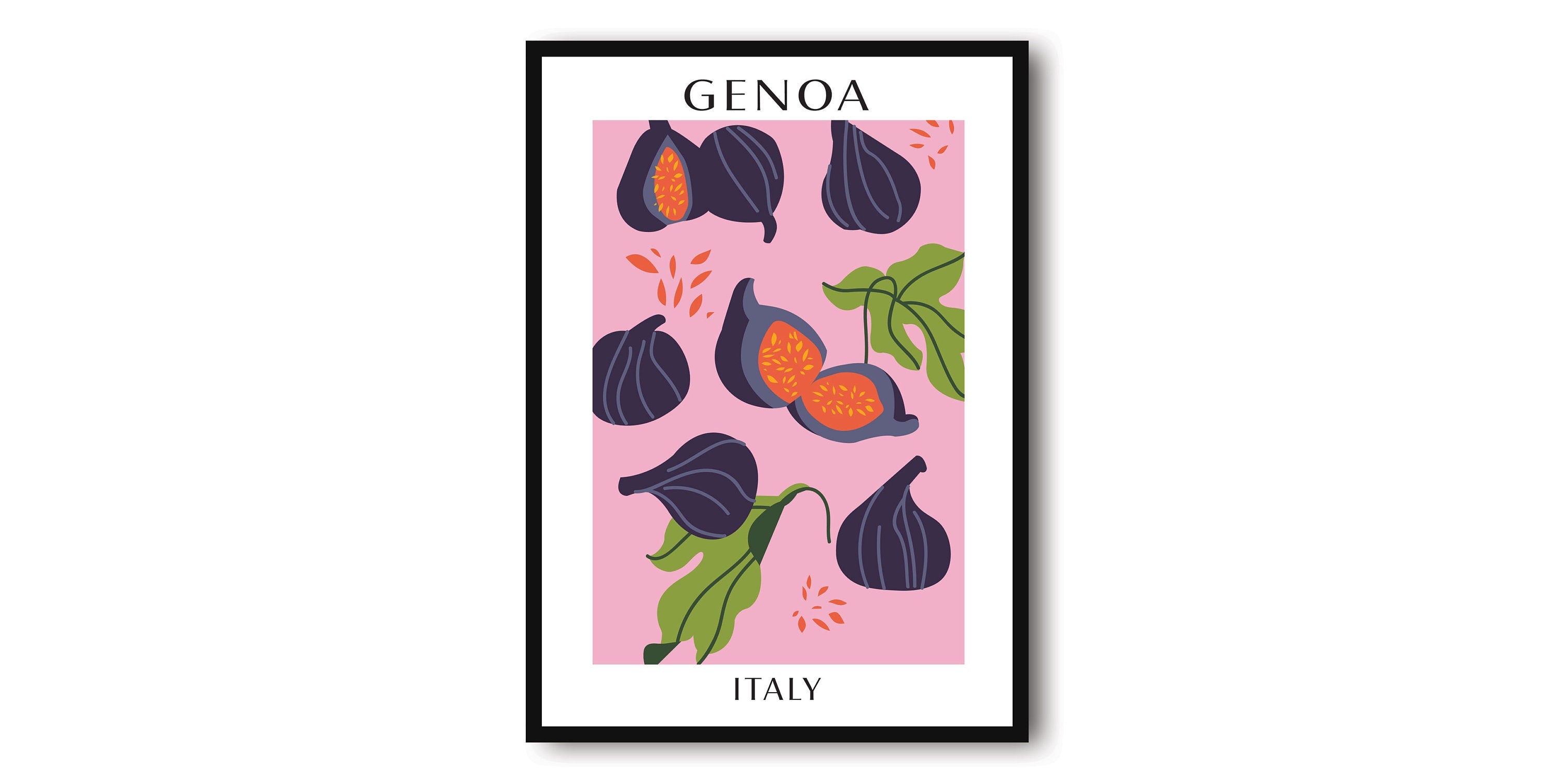 Genoa Travel Poster, Abstract Fruit Poster, Figs Art Print, Genoa Poster, Kitchen Fruit Poster, Pastel Kitchen Poster, Fruit Market