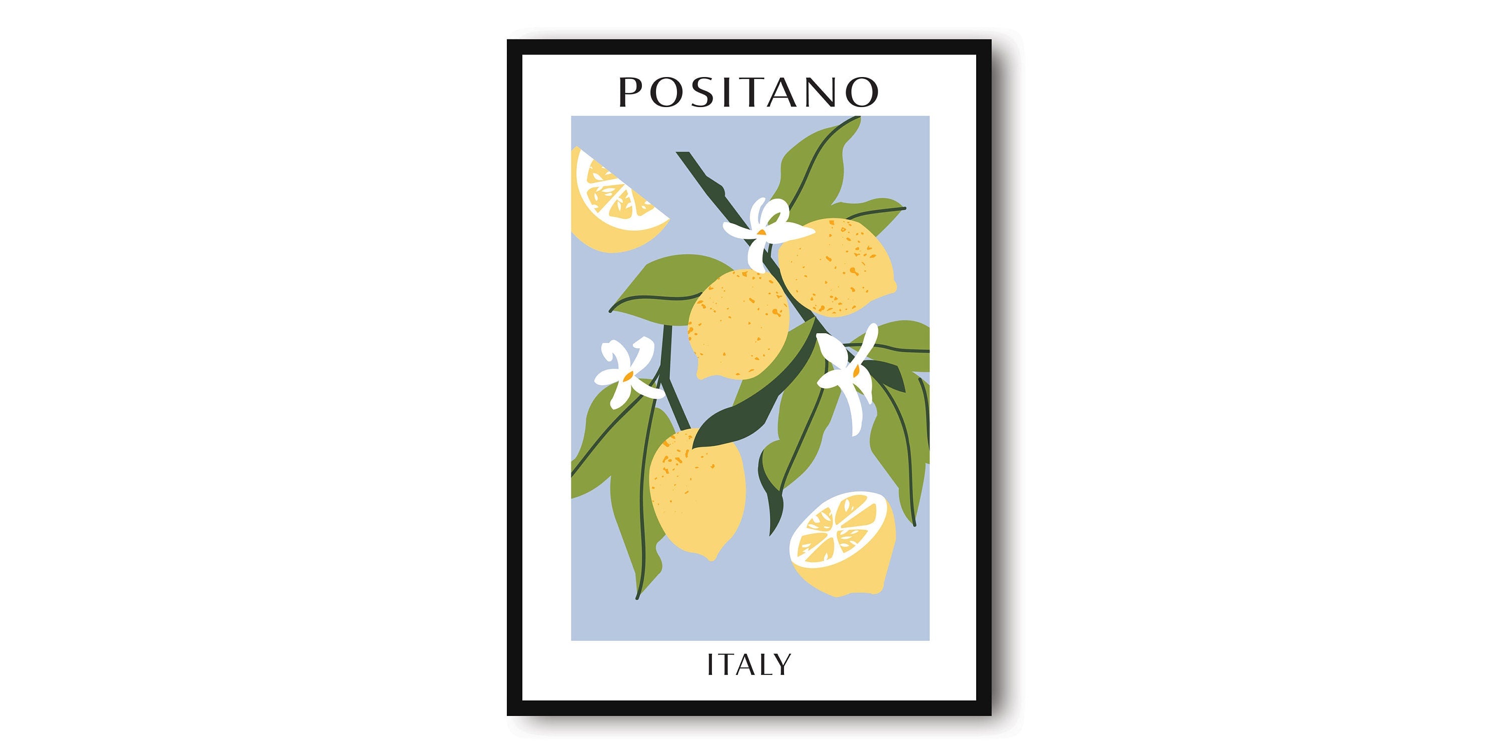 Positano Travel Poster, Abstract Fruit Poster, Lemon Art Print, Positano Poster, Kitchen Fruit Poster, Pastel Kitchen Poster, Fruit Market
