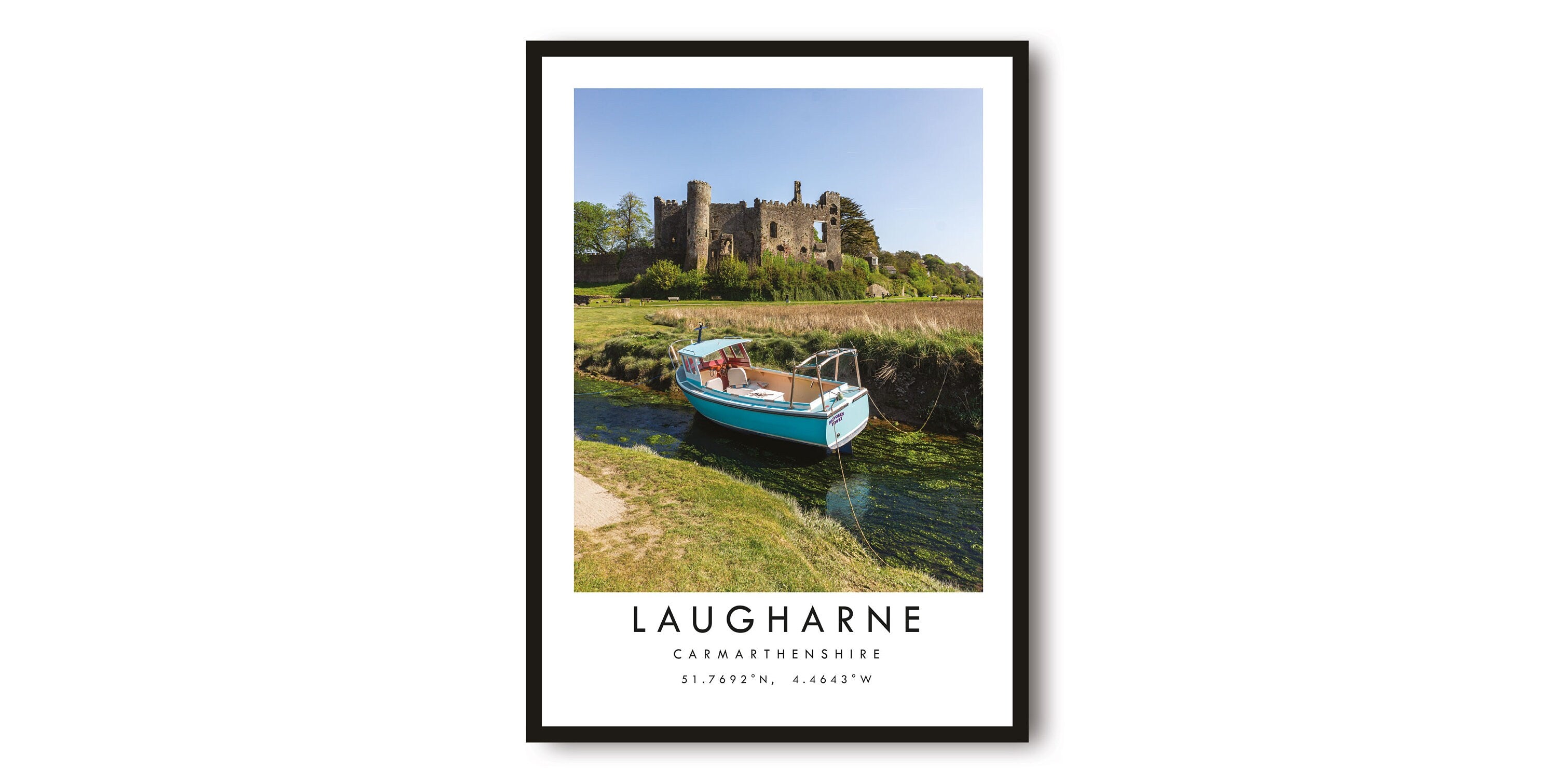 Laugharne Travel Print, Carmarthenshire Poster, Colour Print, Unique Wall Art, Minimalist Home Decor, City A1/A2/A3/A4/A5