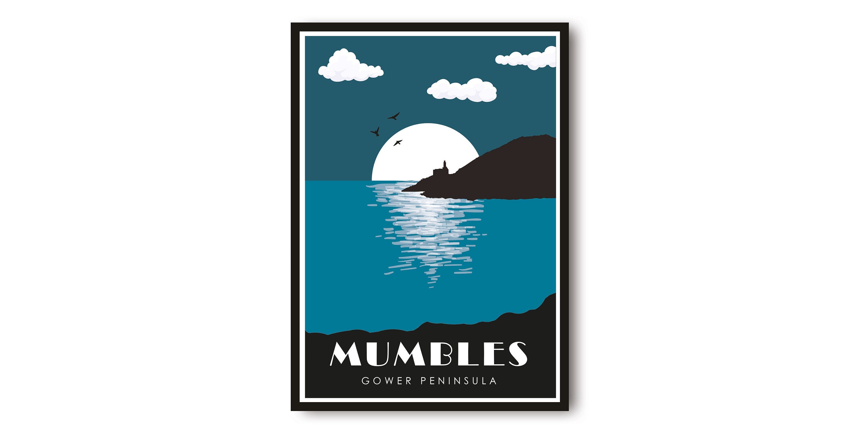 Mumbles Travel Poster, Gower Peninsula Print A1/A2/A3/A4/A5