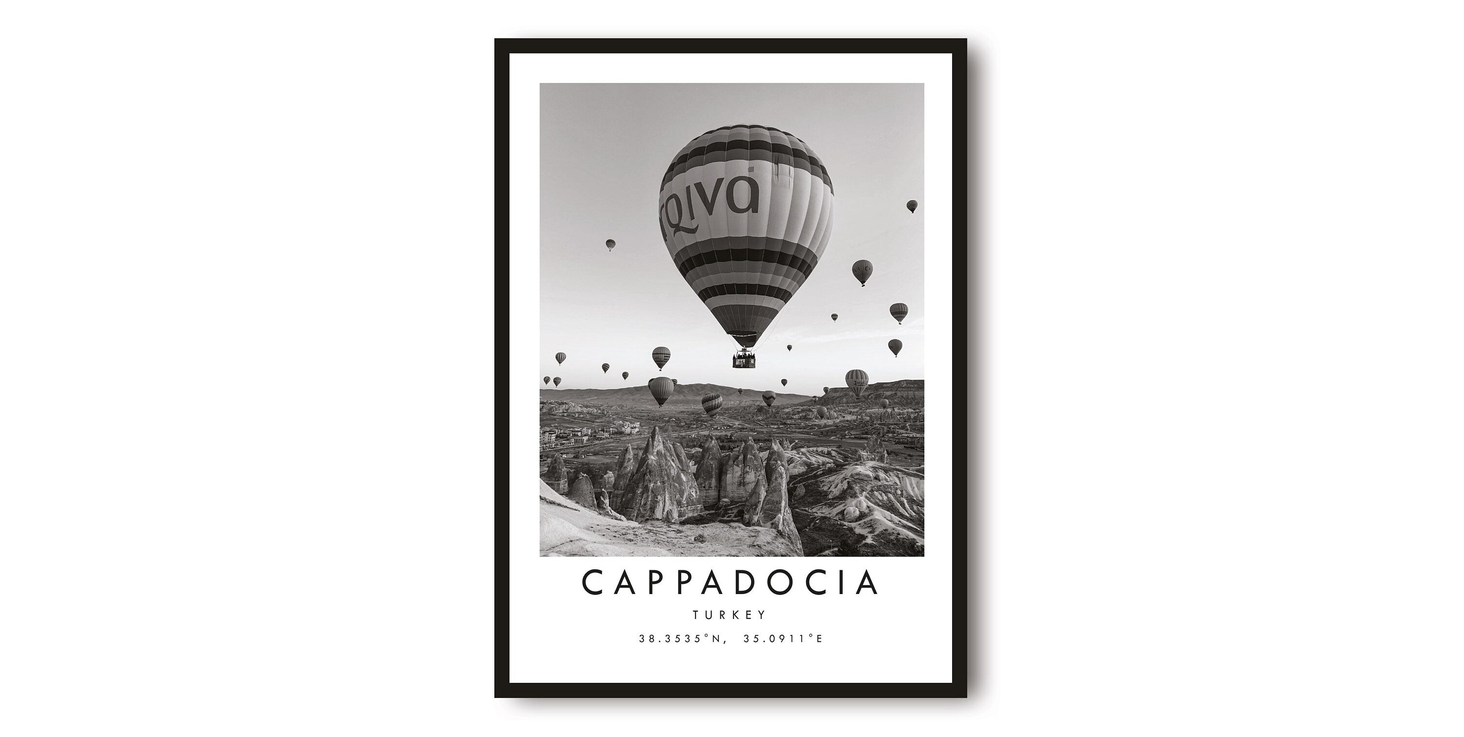 Cappadocia Travel Print, Turkey Poster, Black and White Print, Unique Wall Art, Minimalist Home Decor, City A1/A2/A3/A4/A5