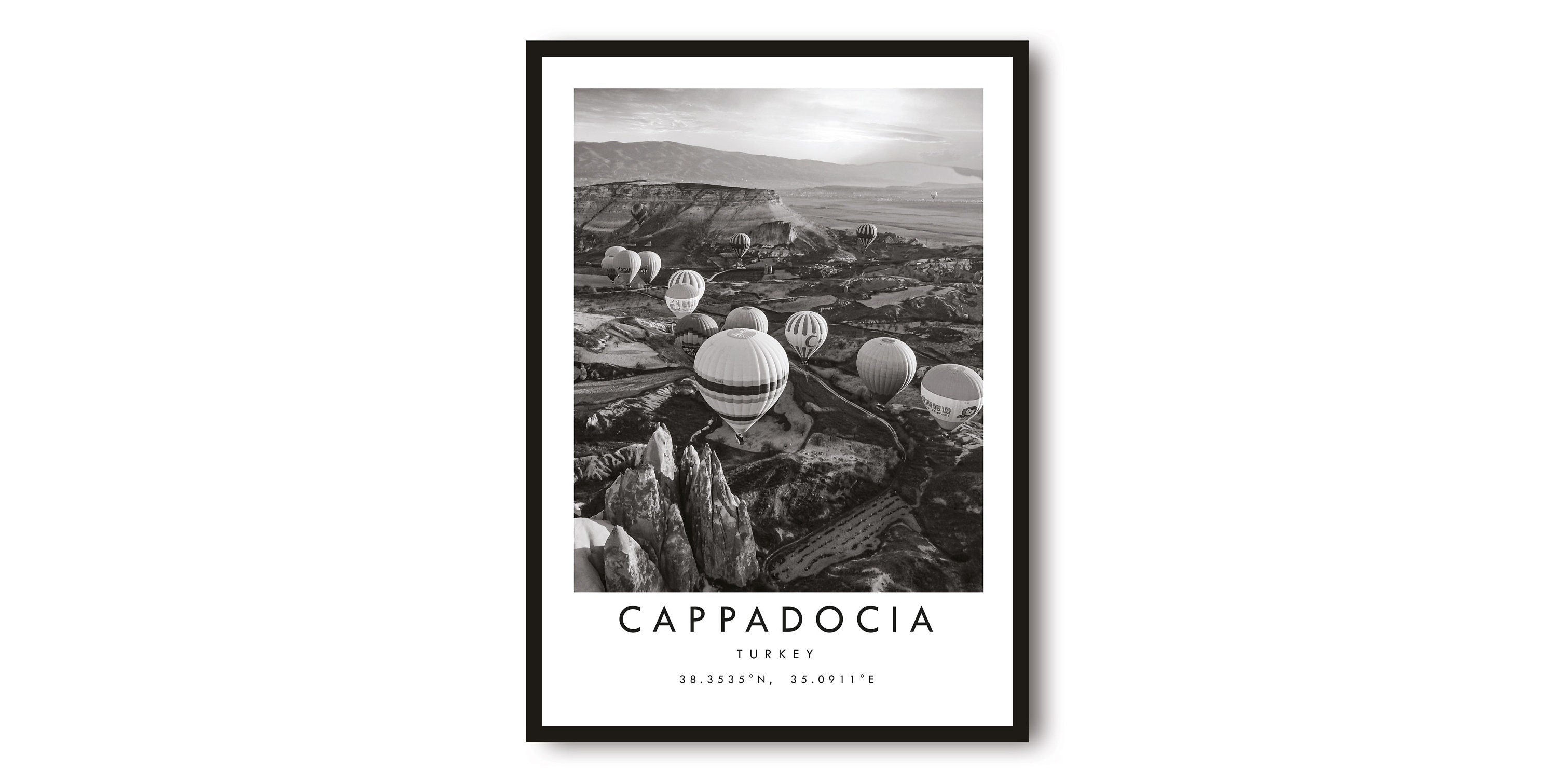 Cappadocia Travel Print, Turkey Poster, Black and White Print, Unique Wall Art, Minimalist Home Decor, City A1/A2/A3/A4/A5