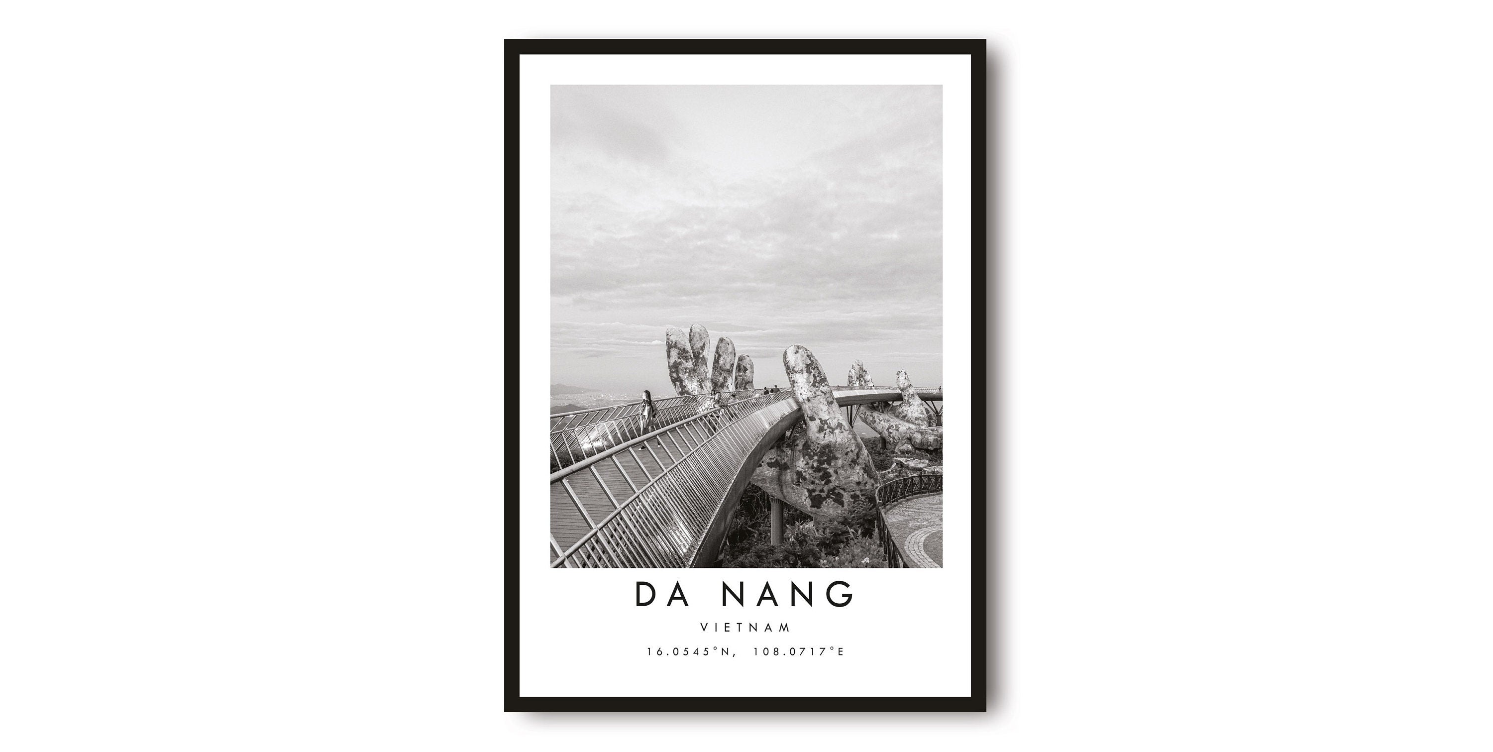 Da Nang Travel Print, Vietnam Poster, Black and White Print, Unique Wall Art, Minimalist Home Decor, City A1/A2/A3/A4/A5