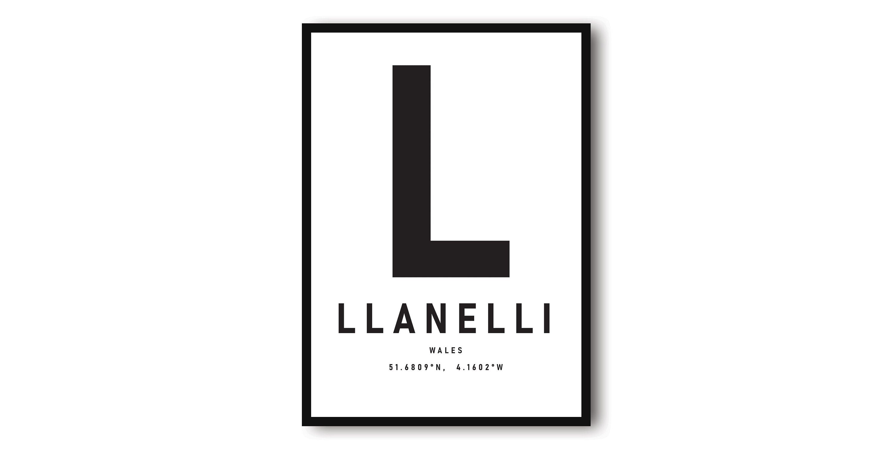 Llanelli Travel Print, Llanelli Poster Print, Llanelli Wall Art Minimalist, Photography, Prints of Llanelli A1/A2/A3/A4/A5