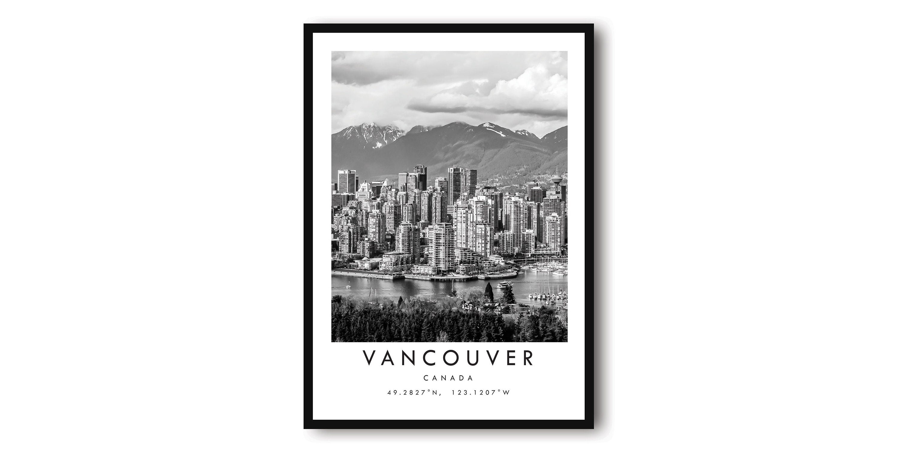 Vancouver Travel Print, Black and White Travel Print, Vancouver Canada, Travel Posters, Popular Print, Gallery Wall, Popular Gift, Wall Art