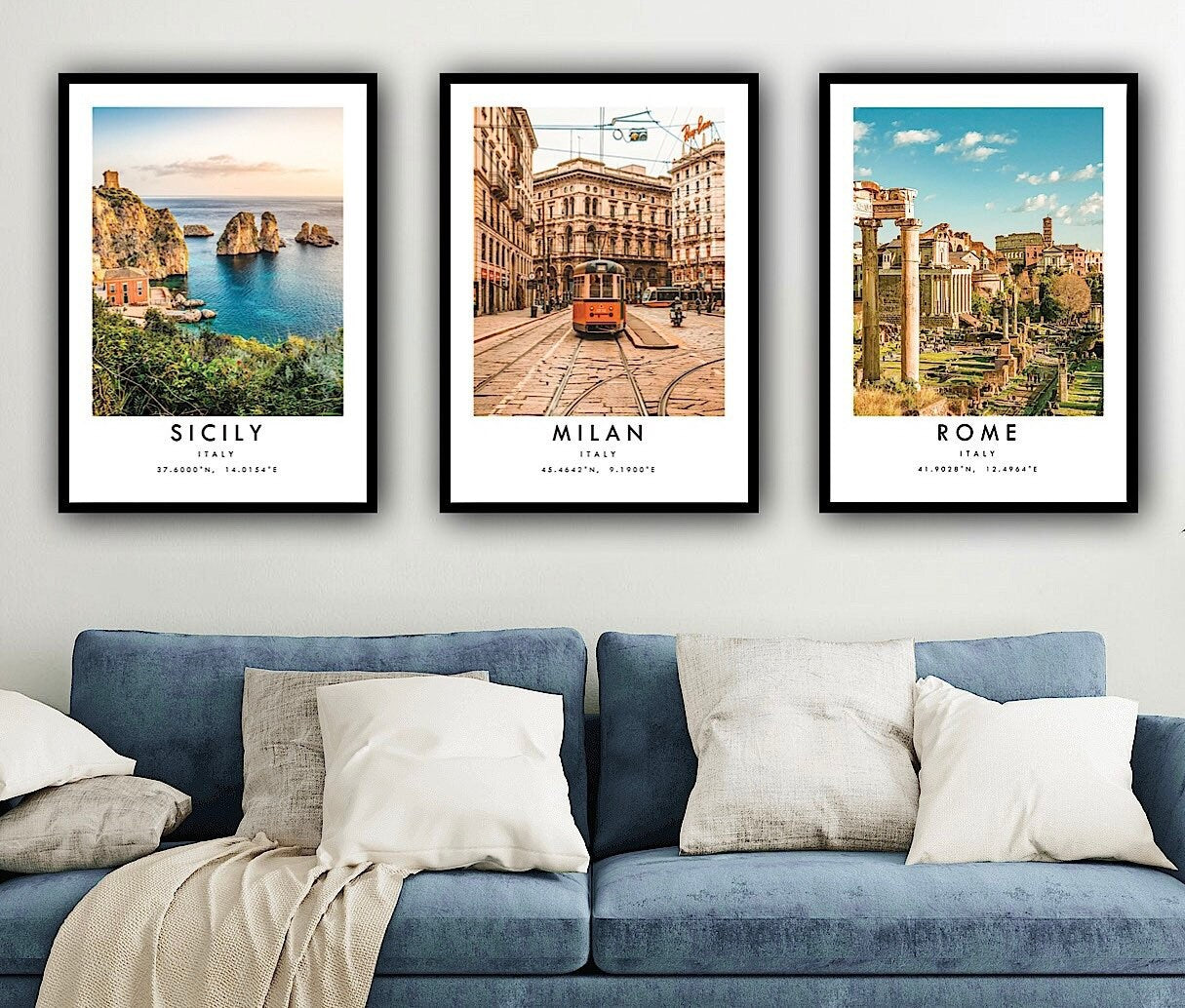 Italy Travel Prints Set of 3, Rome Print, Sicily Print, Milan Print, Minimalist Travel Posters, Italy print, Popular Print A1/A2/A3/A4/A5