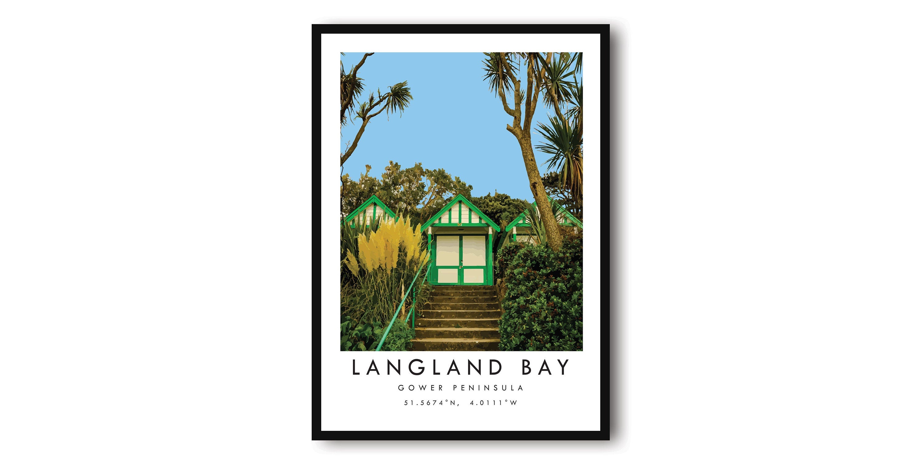 Langland Bay Gower Travel Print, Gower Peninsula Poster, Unique Wall Art, Minimalist Home Decor A1/A2/A3/A4/A5