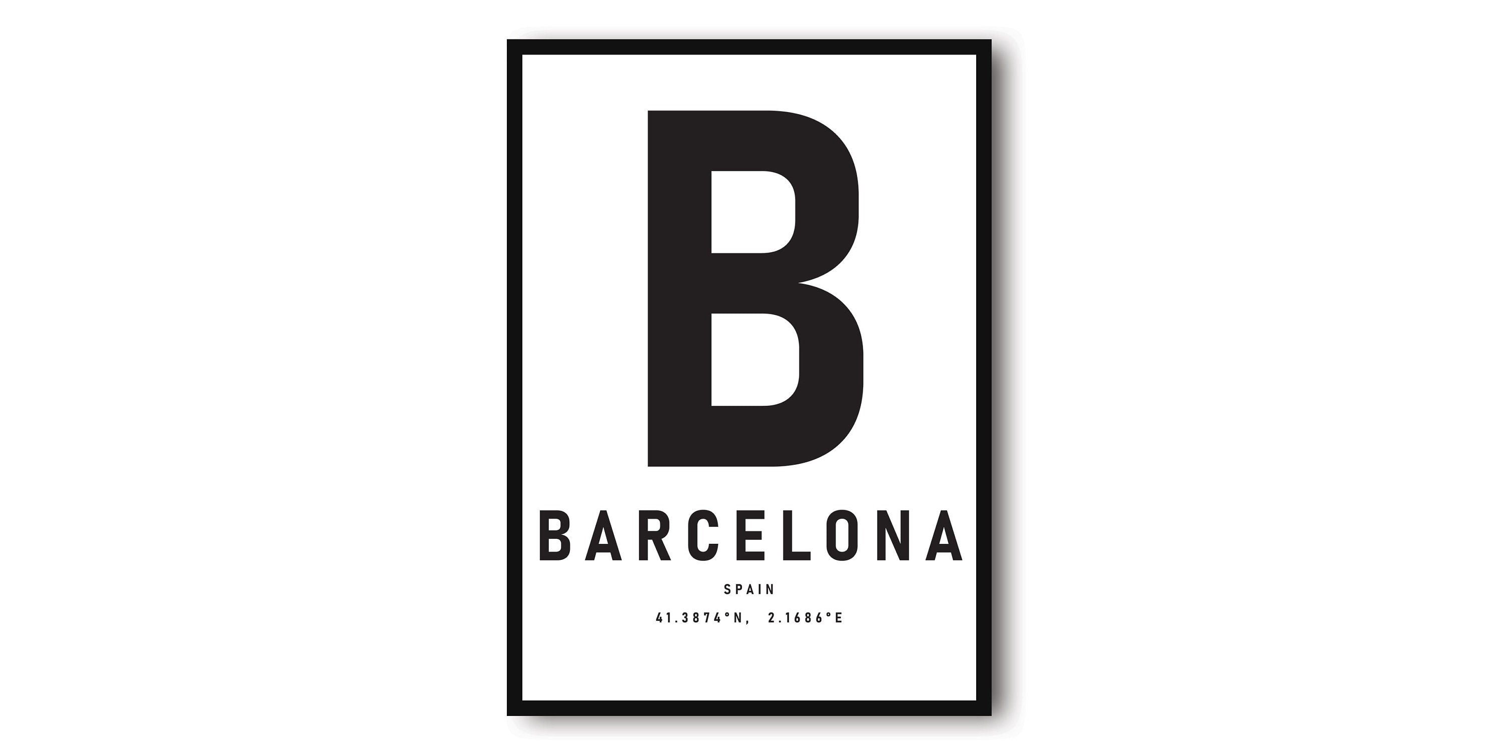 Barcelona Travel Print, Barcelona Poster, Black and White Print, Unique Wall Art, Minimalist Home Décor, City A1/A2/A3/A4/A5
