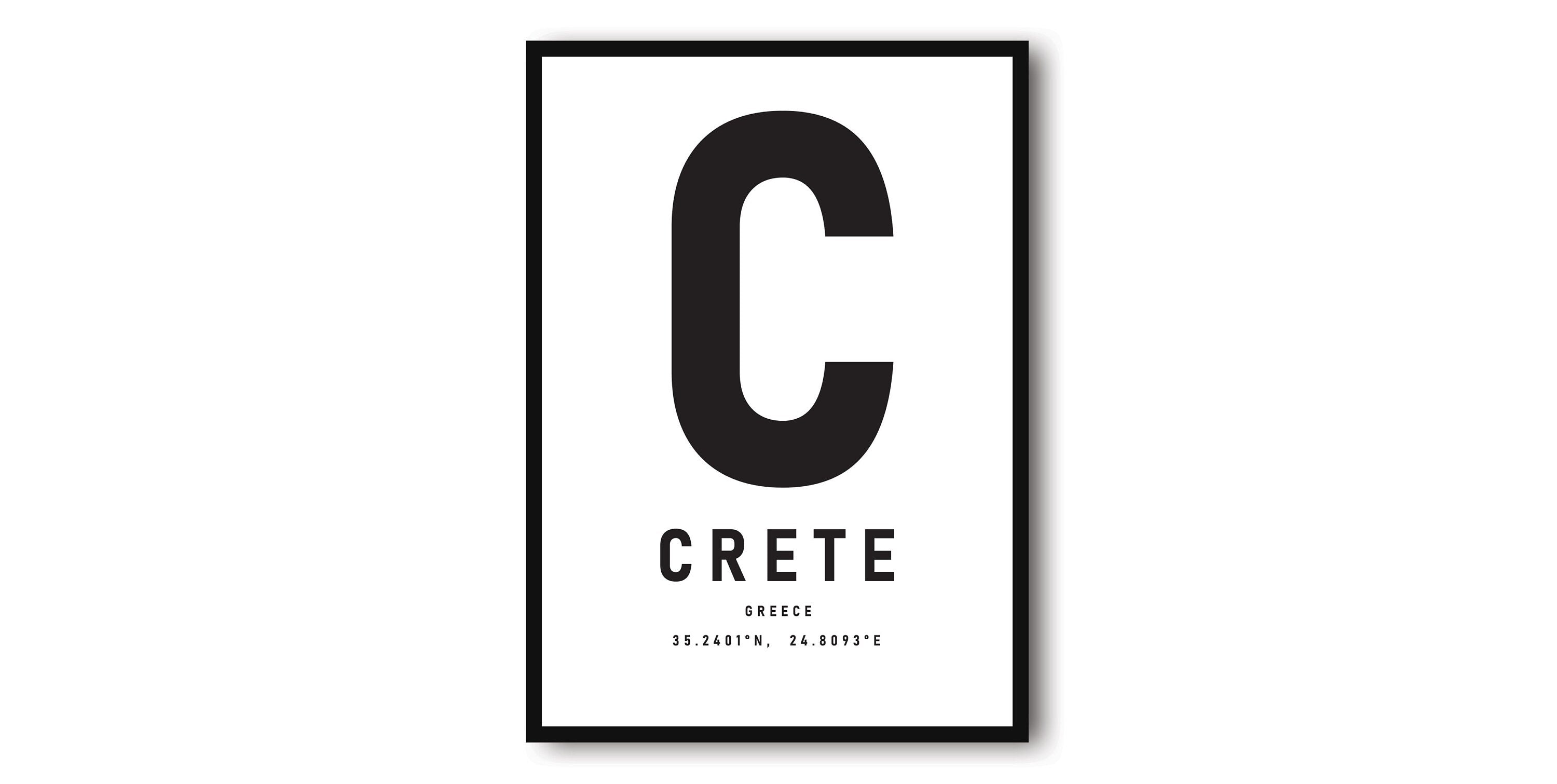 Crete Travel Print, Greece Poster, Black and White Print, Unique Wall Art, Minimalist Home Décor, City A1/A2/A3/A4/A5