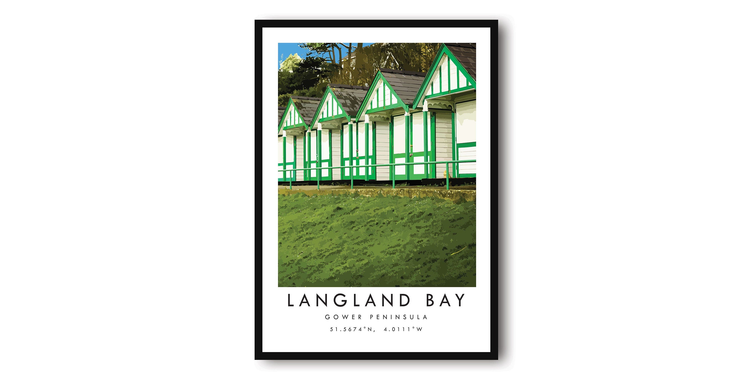 Langland Bay Gower Travel Print, Gower Peninsula Poster, Unique Wall Art, Minimalist Home Decor A1/A2/A3/A4/A5