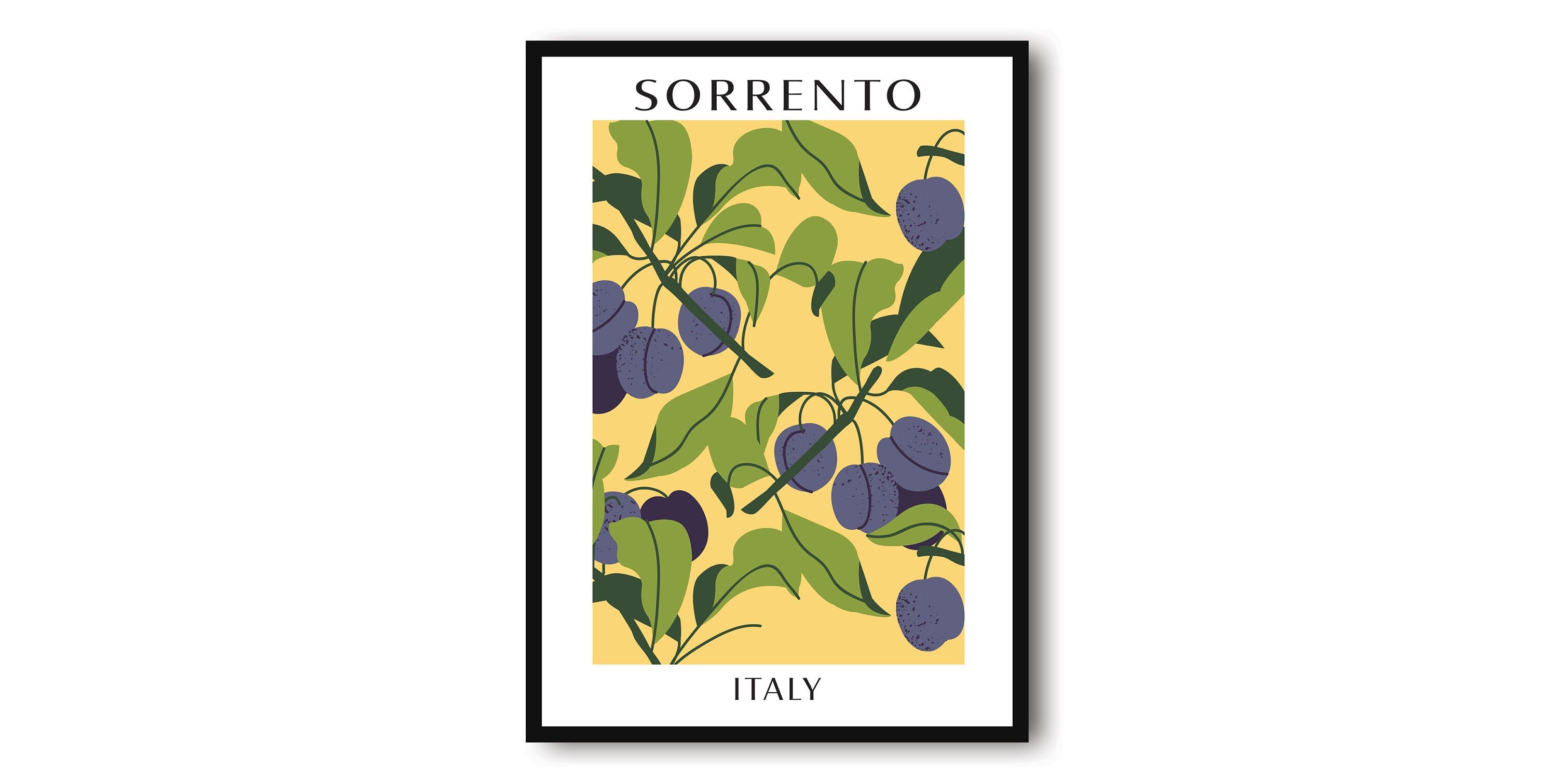Sorrento Travel Poster, Abstract Fruit Poster, Plum Art Print, Sorrento Poster, Kitchen Fruit Poster, Pastel Kitchen Poster, Fruit Market