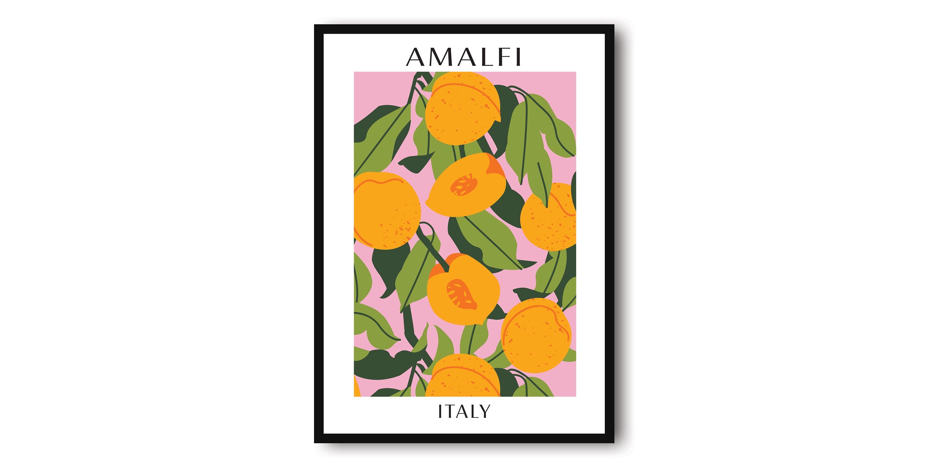 Amalfi Travel Poster, Abstract Fruit Poster, Peach Art Print, Amalfi Poster, Kitchen Fruit Poster, Pastel Kitchen Poster, Fruit Market