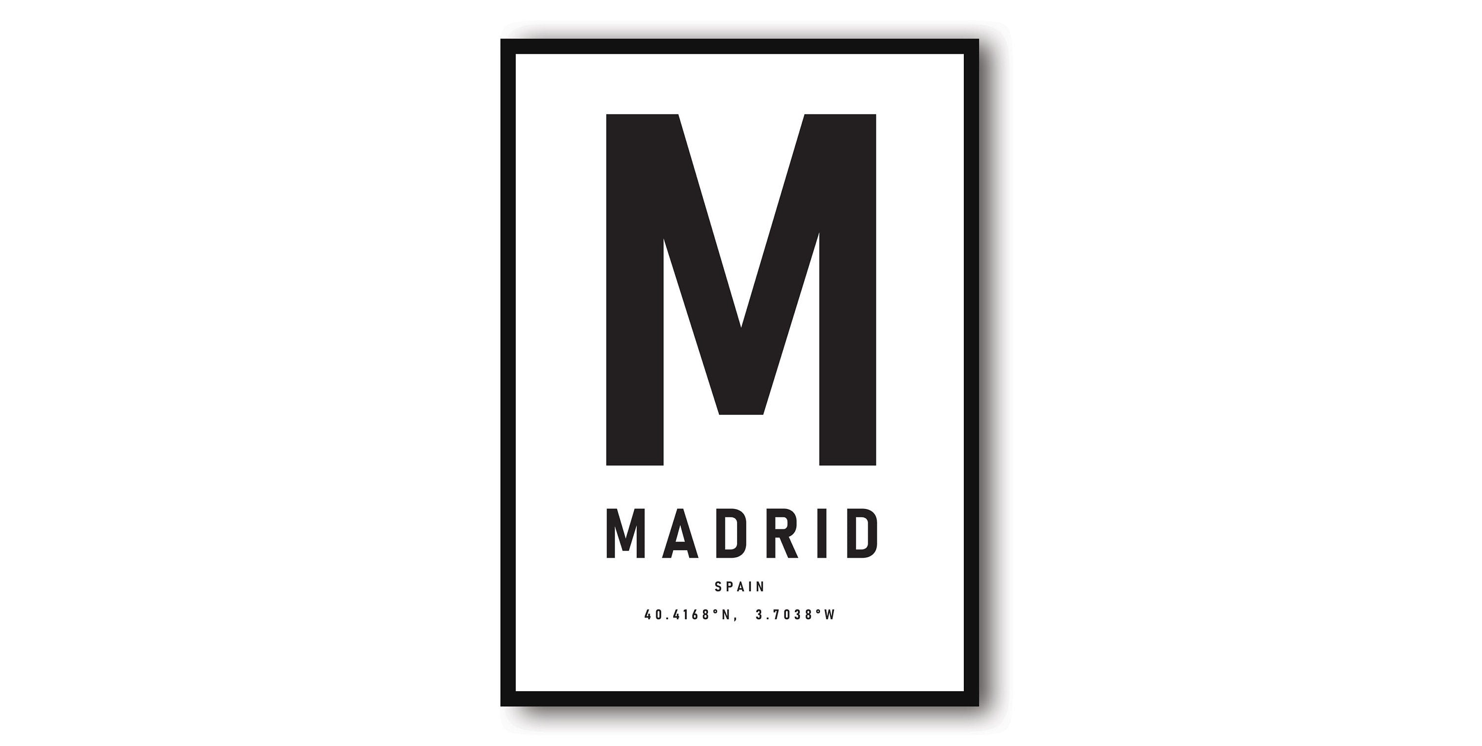 Madrid Travel Print, Madrid Poster, Black and White Print, Unique Wall Art, Minimalist Home Décor, City A1/A2/A3/A4/A5