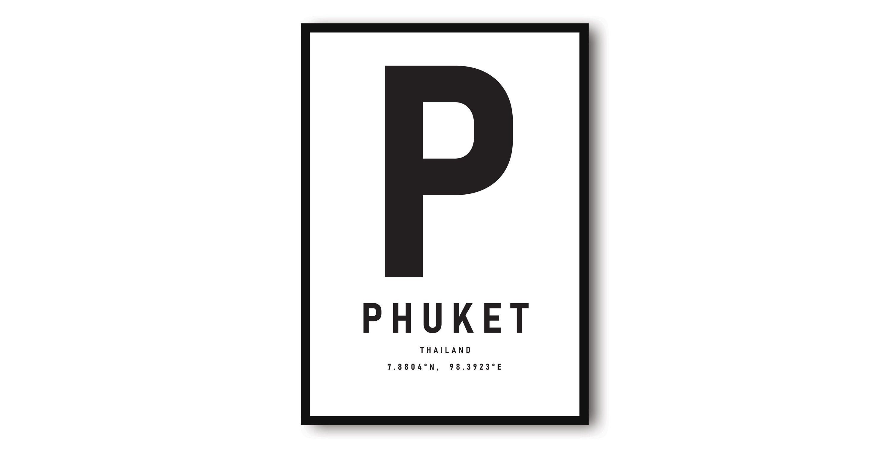 Phuket Travel Print, Thailand Poster, Black and White Print, Unique Wall Art, Minimalist Home Décor, City A1/A2/A3/A4/A5