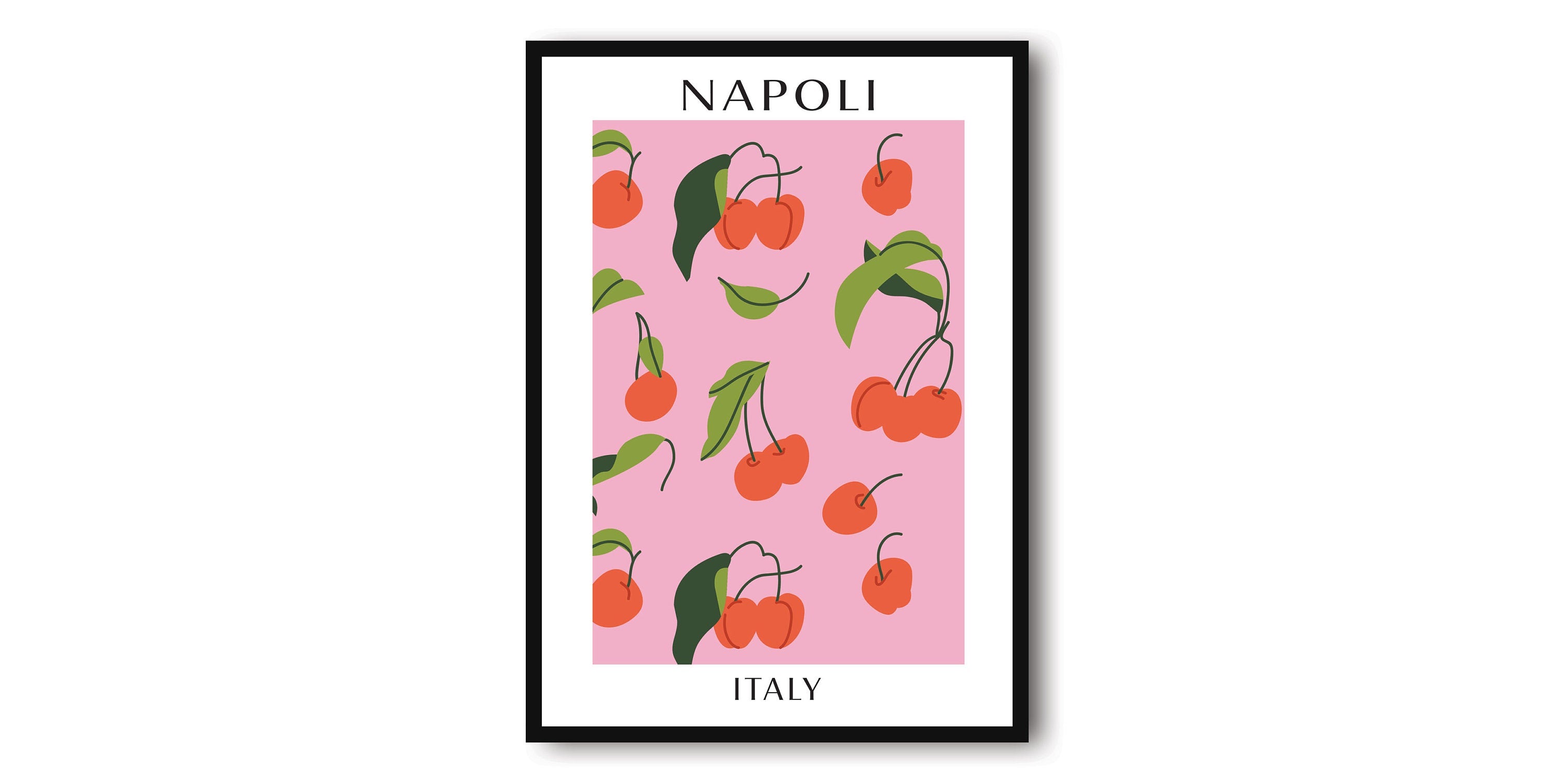 Naples Travel Poster, Abstract Fruit Poster, Plum Art Print, Napoli Poster, Kitchen Fruit Poster, Pastel Kitchen Poster, Fruit Market