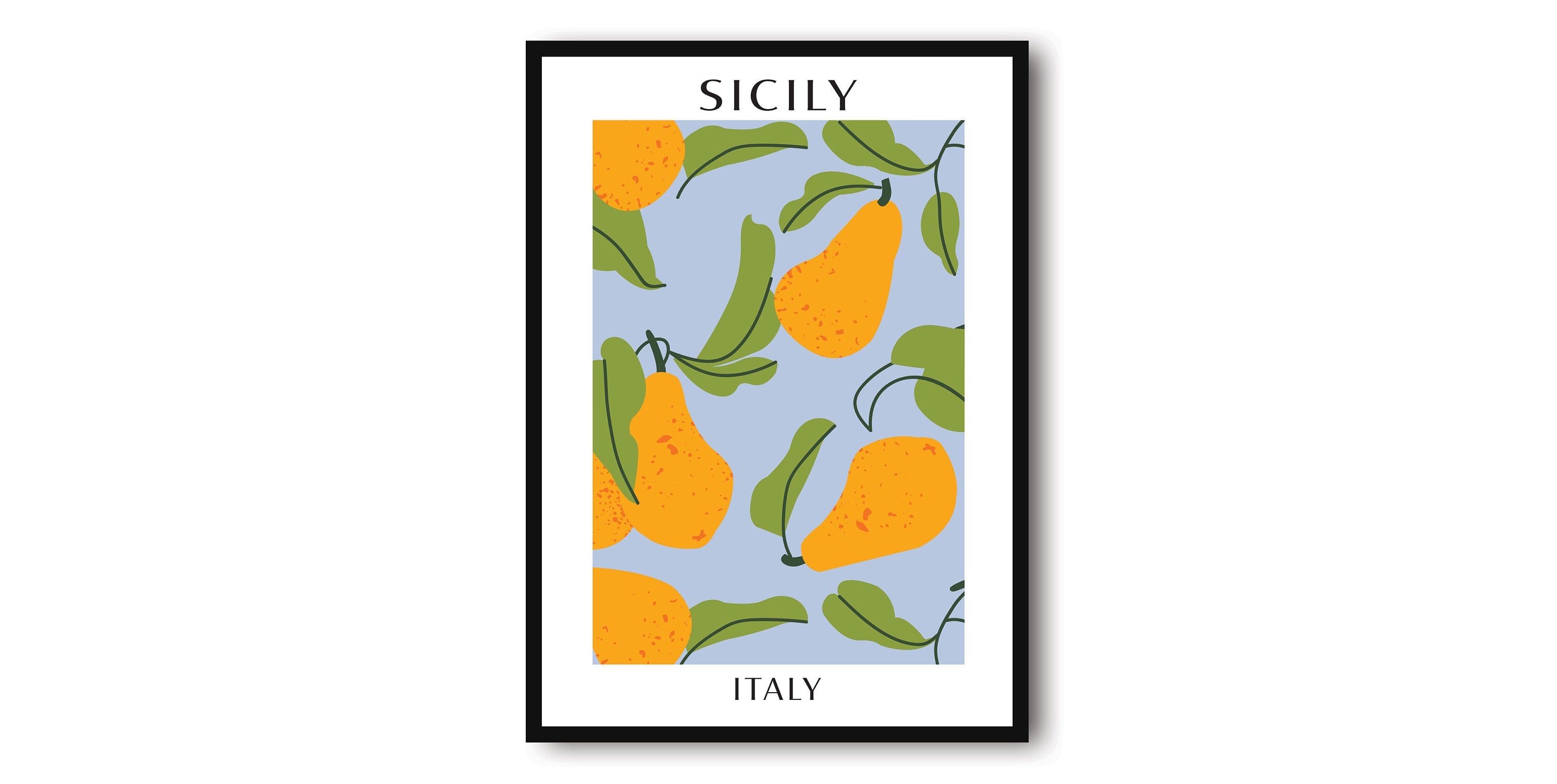 Sicily Travel Poster, Abstract Fruit Poster, Plum Art Print, Sicily Poster, Kitchen Fruit Poster, Pastel Kitchen Poster, Fruit Market