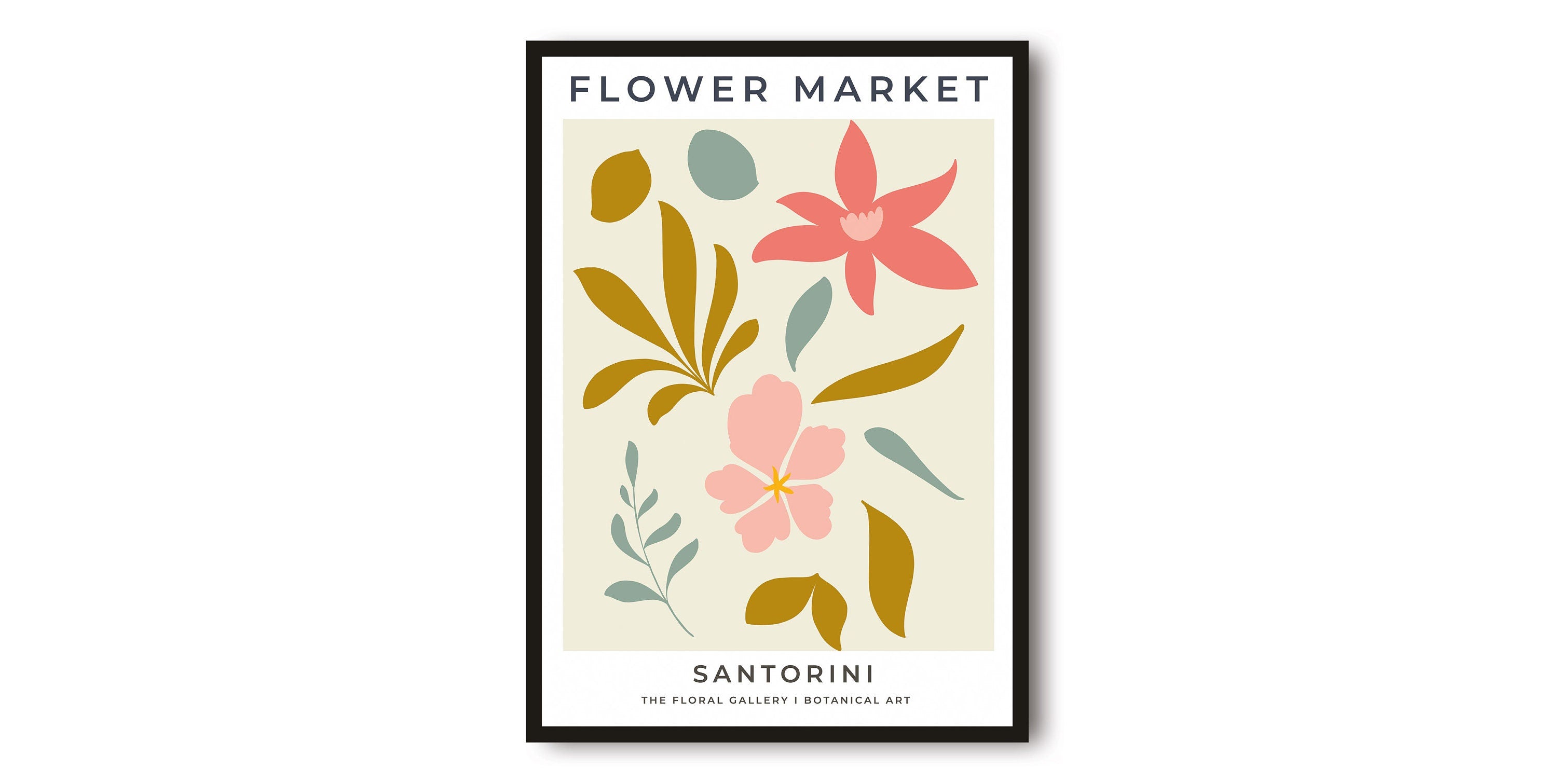 Santorini Travel Poster, Abstract Flower Poster, Flower Art Print, Santorini Poster, Kitchen Fruit Poster, Kitchen Poster, Flower Market