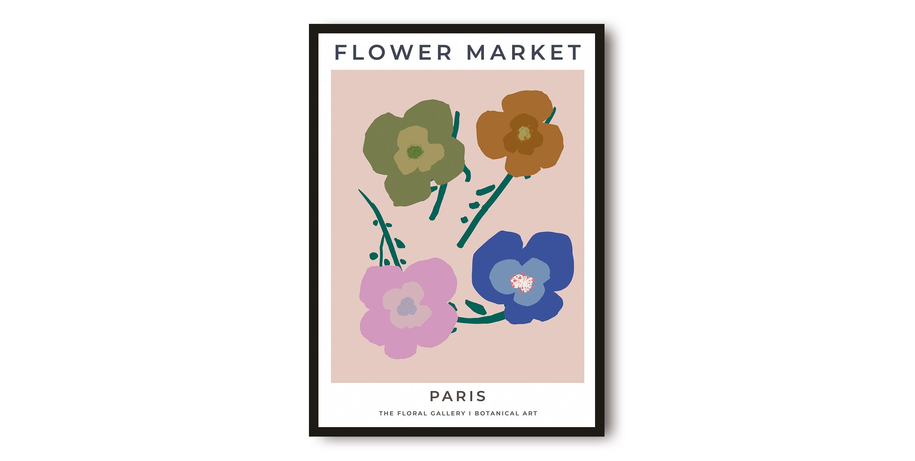 Paris Travel Poster, Abstract Flower Poster, Flower Art Print, Paris Poster, Kitchen Fruit Poster, Kitchen Poster, Flower Market