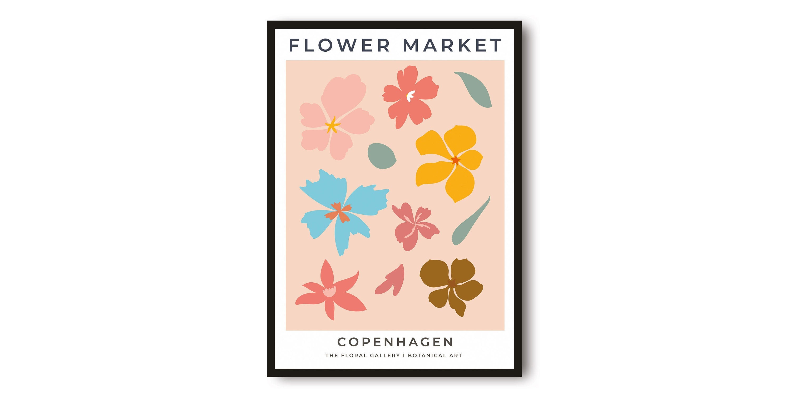 Copenhagen Travel Poster, Abstract Flower Poster, Flower Art Print, Copenhagen Poster, Kitchen Fruit Poster, Kitchen Poster, Flower Market