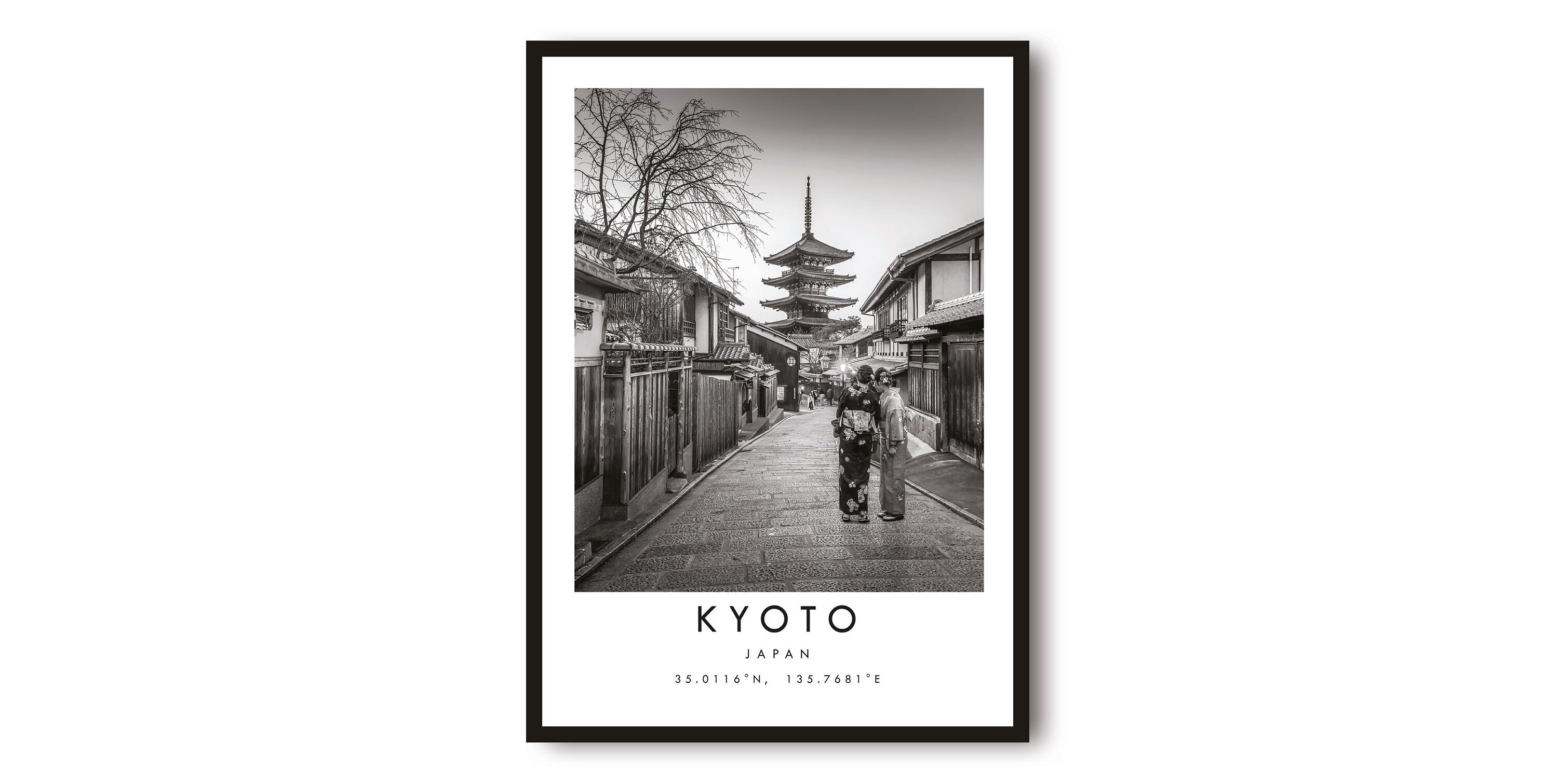 Kyoto Travel Print, Japan Poster, Black and White Print, Minimalist Home Decor, City A1/A2/A3/A4/A5