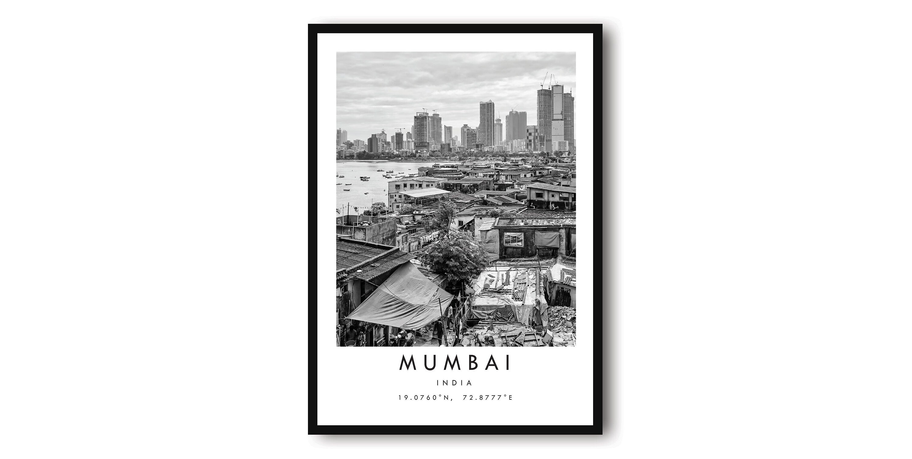 Mumbai Travel Print, India Poster, Black and White Print, Unique Wall Art, Minimalist Home Decor, City A1/A2/A3/A4/A5