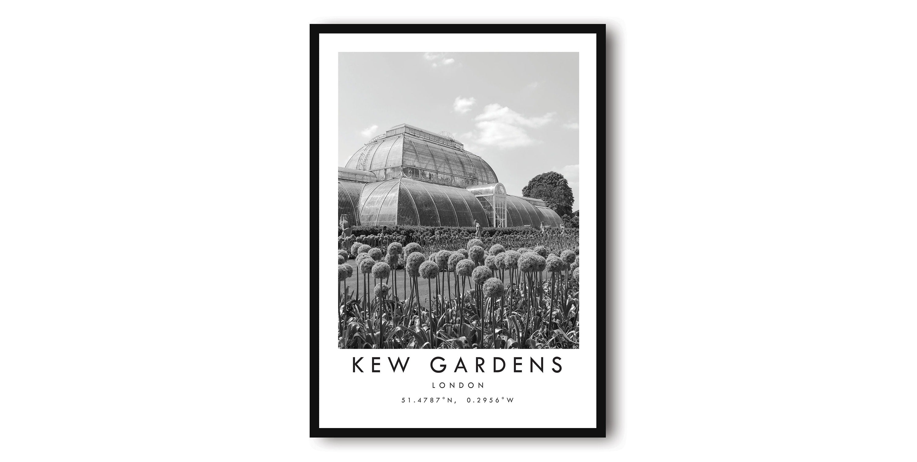 Kew Gardens Travel Print, London Poster, Unique Wallart, Black and White Coordinates, Home Decor, England London , Popular Print