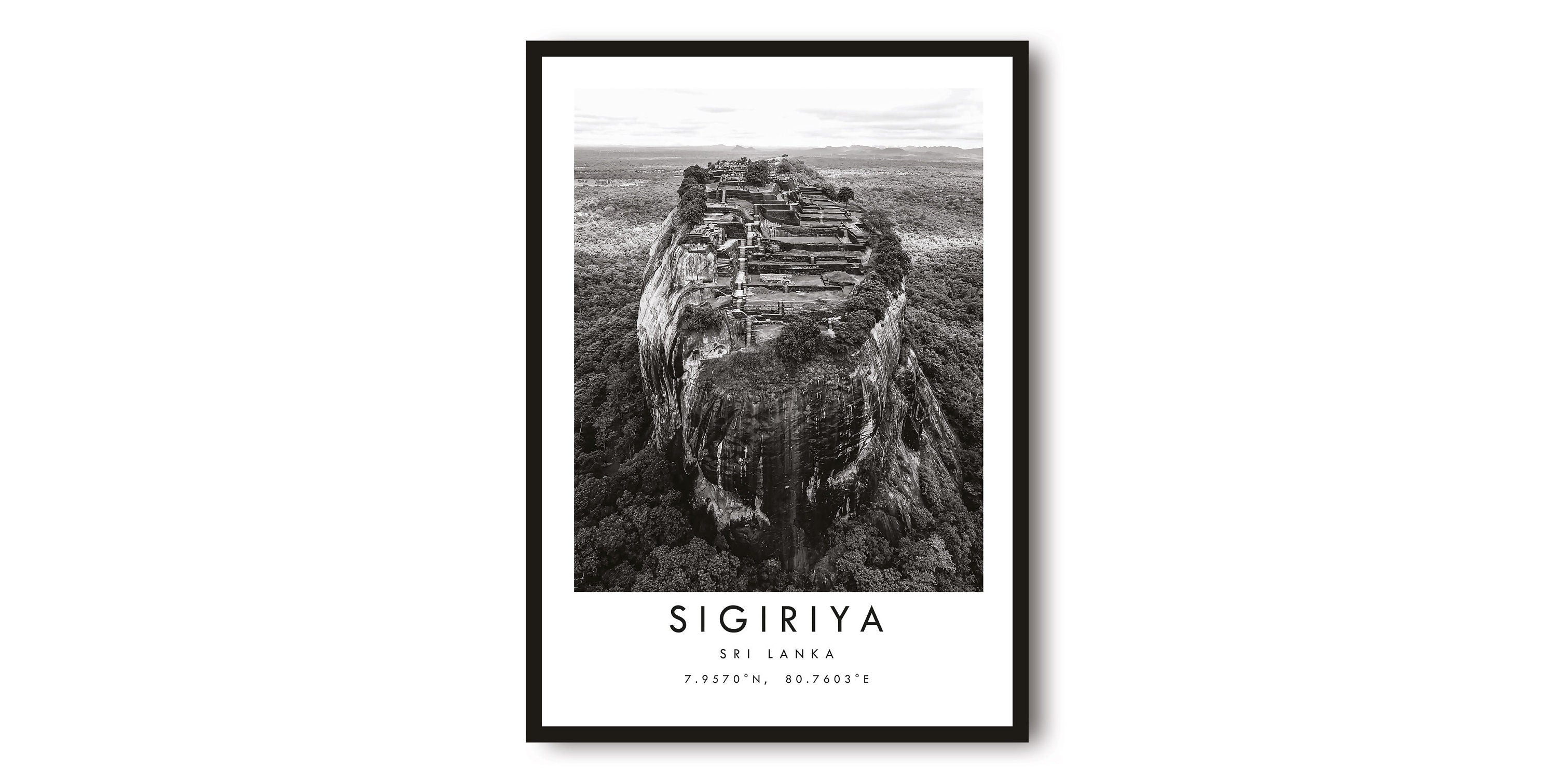 Sigiriya Travel Print, Sri Lanka Poster, Black and White Print, Minimalist Home Decor, City A1/A2/A3/A4/A5