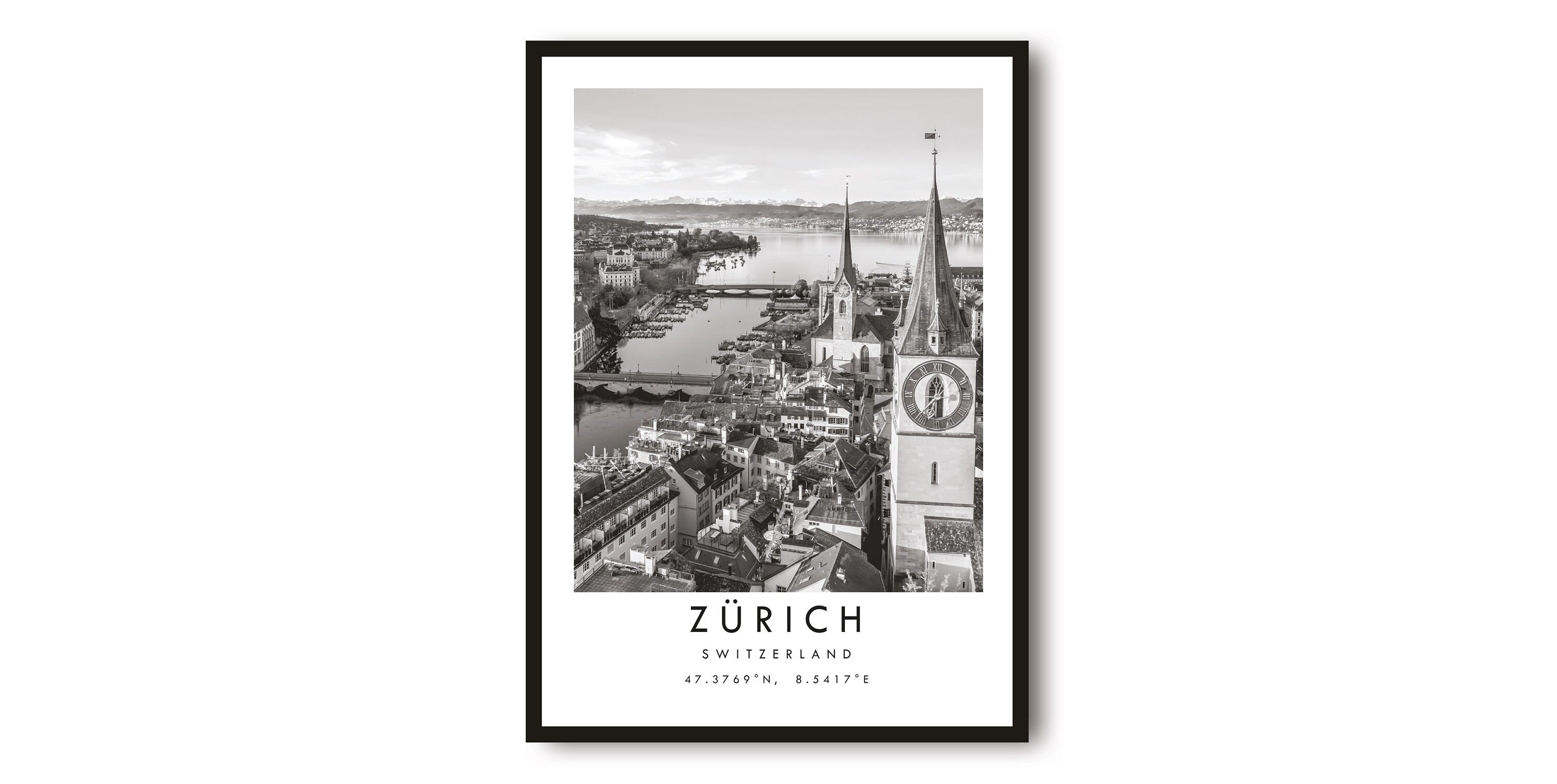 Zurich Travel Print, Switzerland Poster, Black and White Print, Unique Wall Art, Minimalist Home Decor, City A1/A2/A3/A4/A5