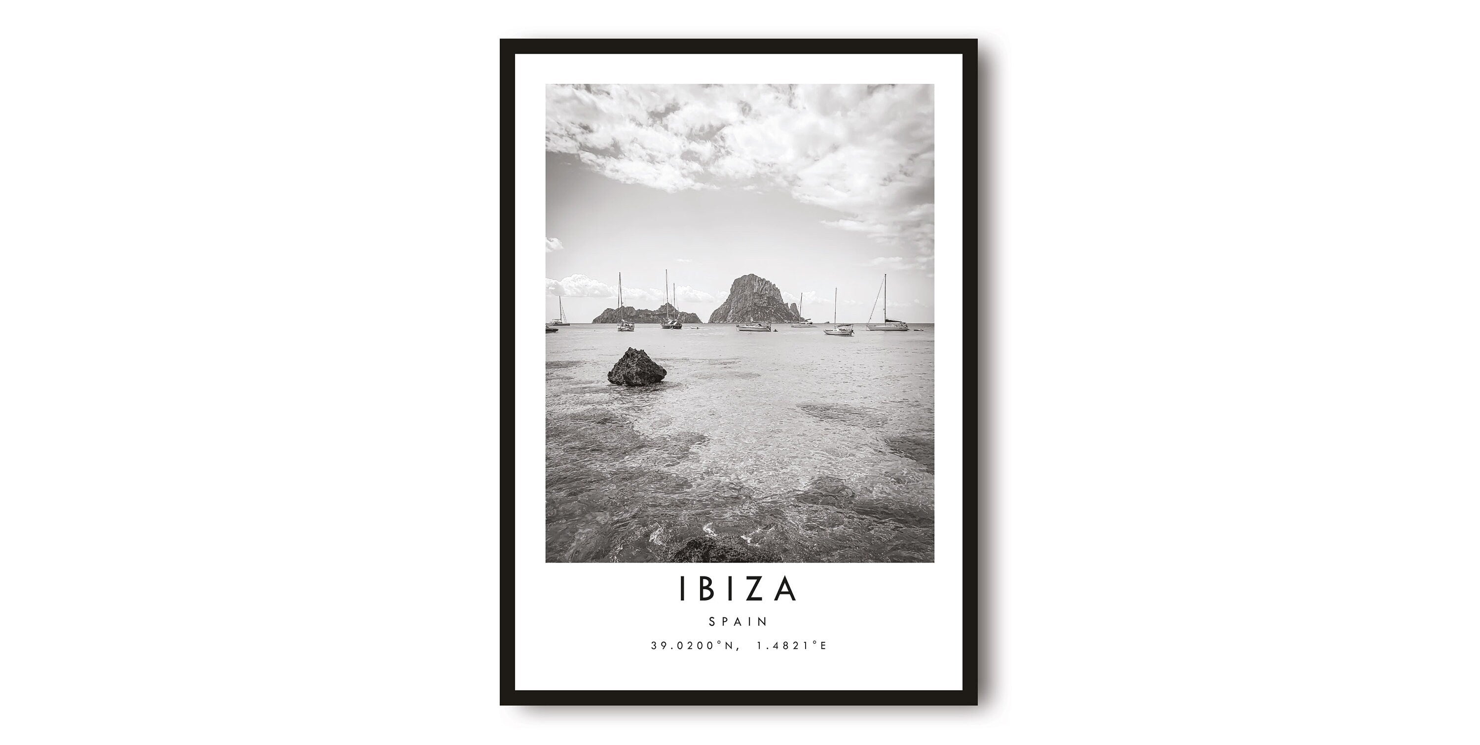 Ibiza Travel Print, Ibiza Poster, Black and White Print, Unique Wall Art, Minimalist Home Decor, City A1/A2/A3/A4/A5