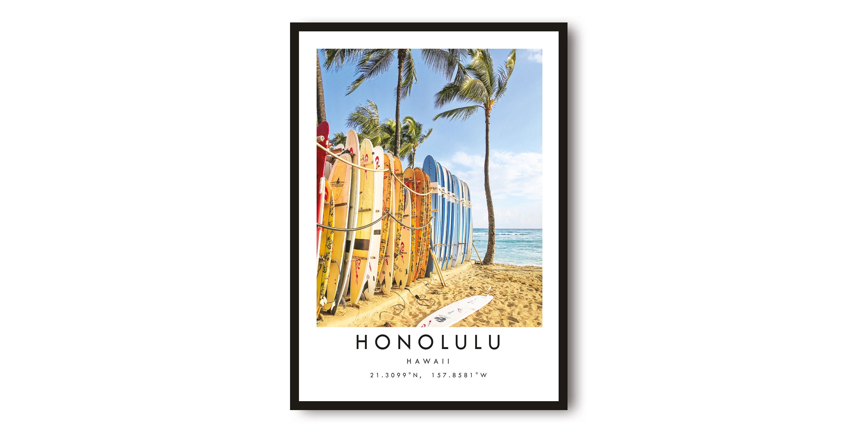 Honolulu Travel Print, Honolulu Poster, Unique Wall Art, Minimalist Home Décor, City , Hawaii Print A1/A2/A3/A4/A5