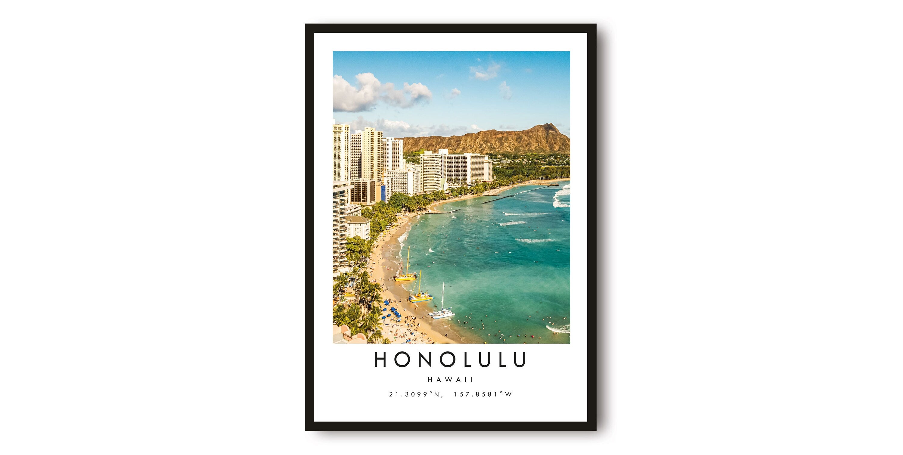 Honolulu Travel Print, Honolulu Poster, Unique Wall Art, Minimalist Home Décor, City , Hawaii Print A1/A2/A3/A4/A5