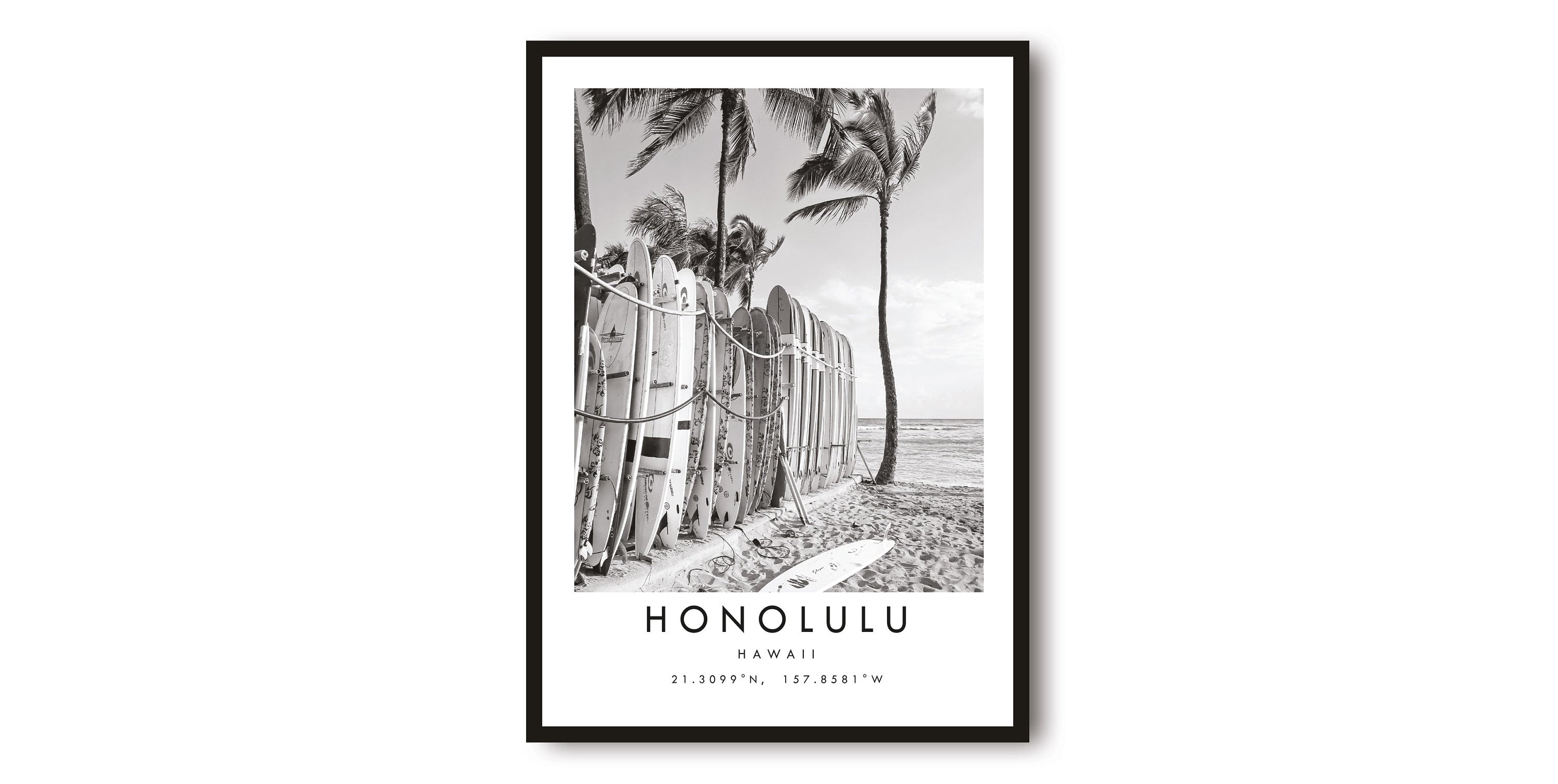 Honolulu Travel Print, Honolulu Poster, Unique Wall Art, Minimalist Home Décor, City , Hawaii Print A1/A2/A3/A4/A5