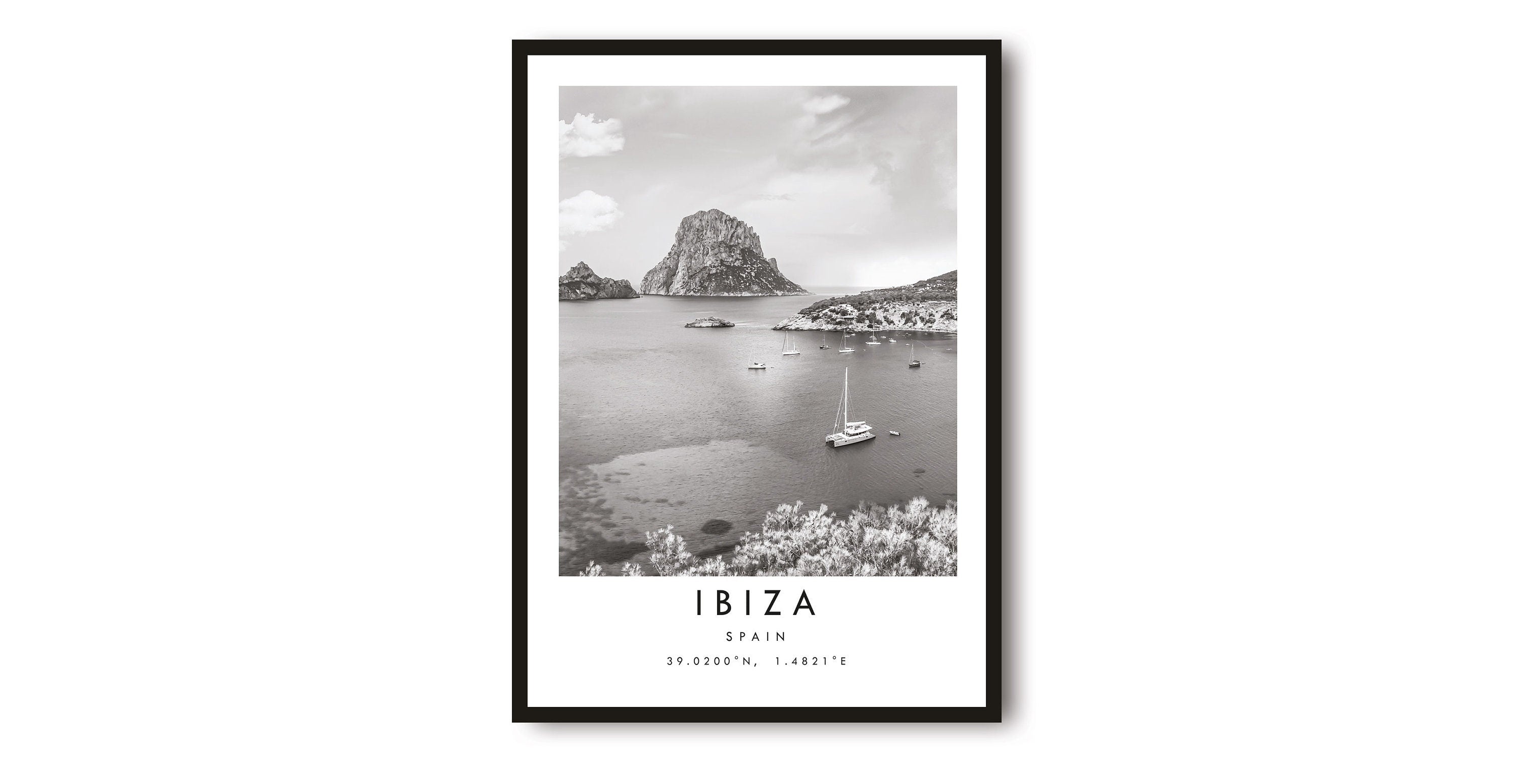 Ibiza Travel Print, Ibiza Poster, Black and White Print, Unique Wall Art, Minimalist Home Decor, City A1/A2/A3/A4/A5