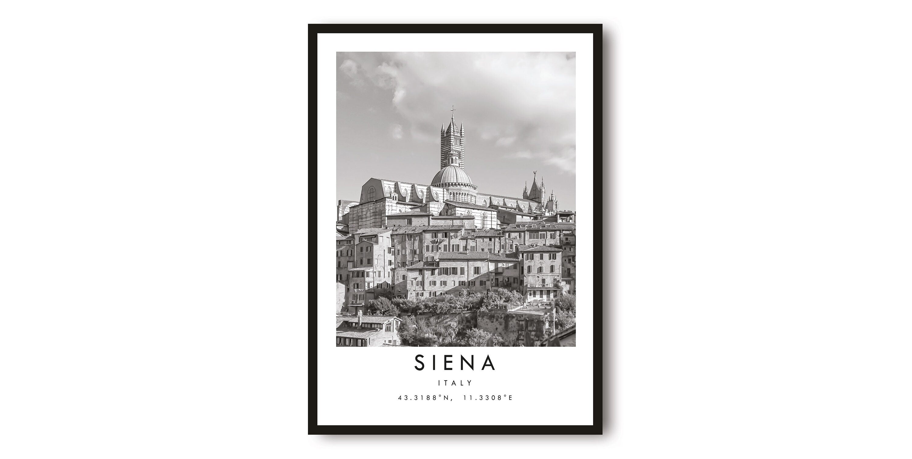 Siena Travel Print, Italy Poster, Black and White Print, Unique Wall Art, Minimalist Home Decor, City A1/A2/A3/A4/A5