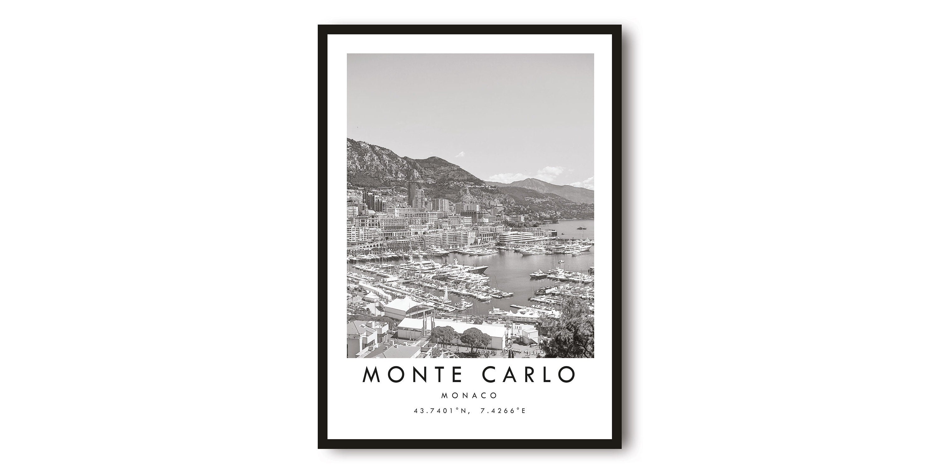 Monte Carlo Travel Print, travel Poster, black and white art, Black and White print, Home Decor, print, poster A1/A2/A3/A4/A5