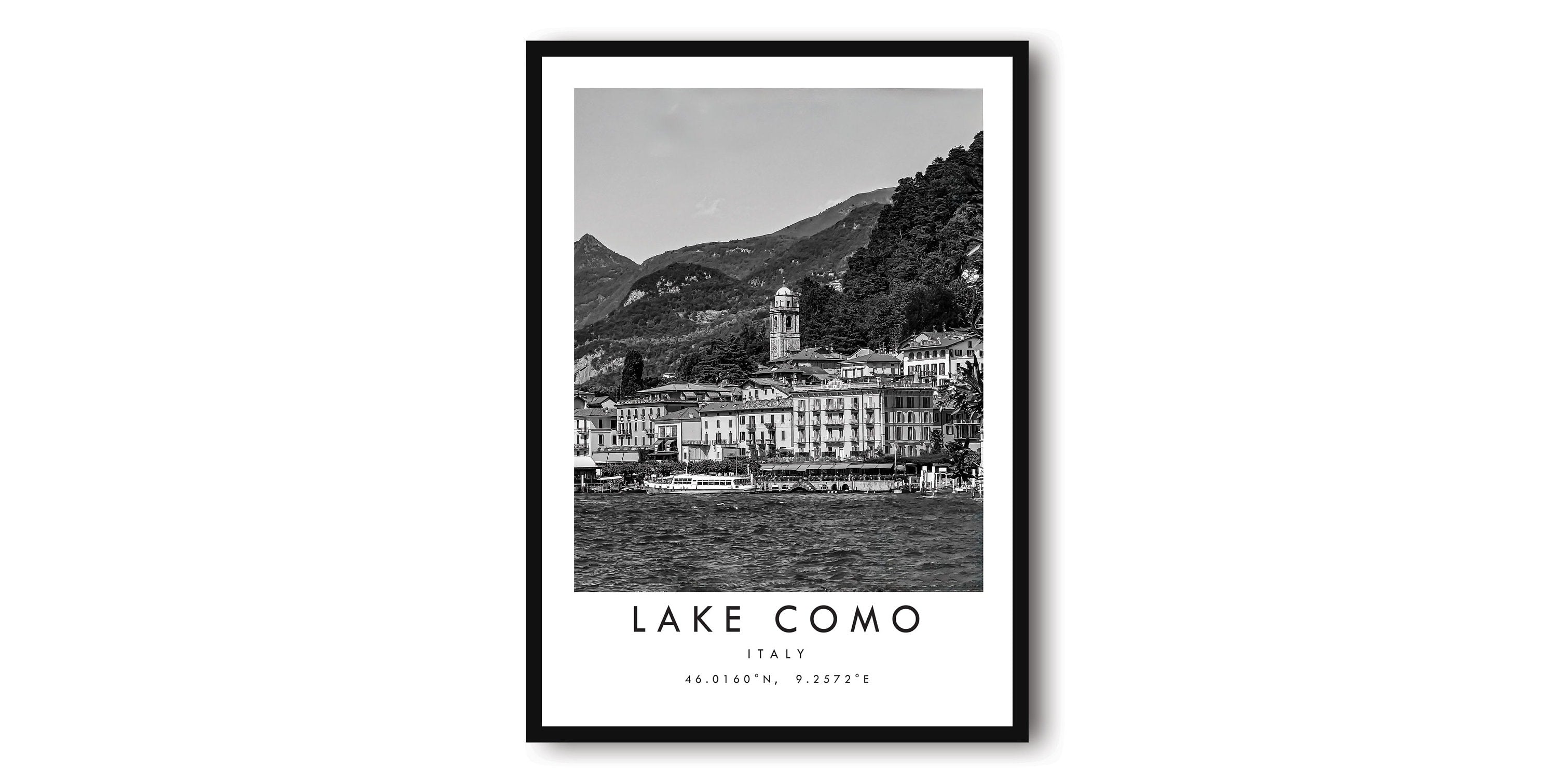 Lake Como Travel Print, Italy poster Poster, Black and White Print, Unique Wall Art, Minimalist Home Decor, City Landmark Print